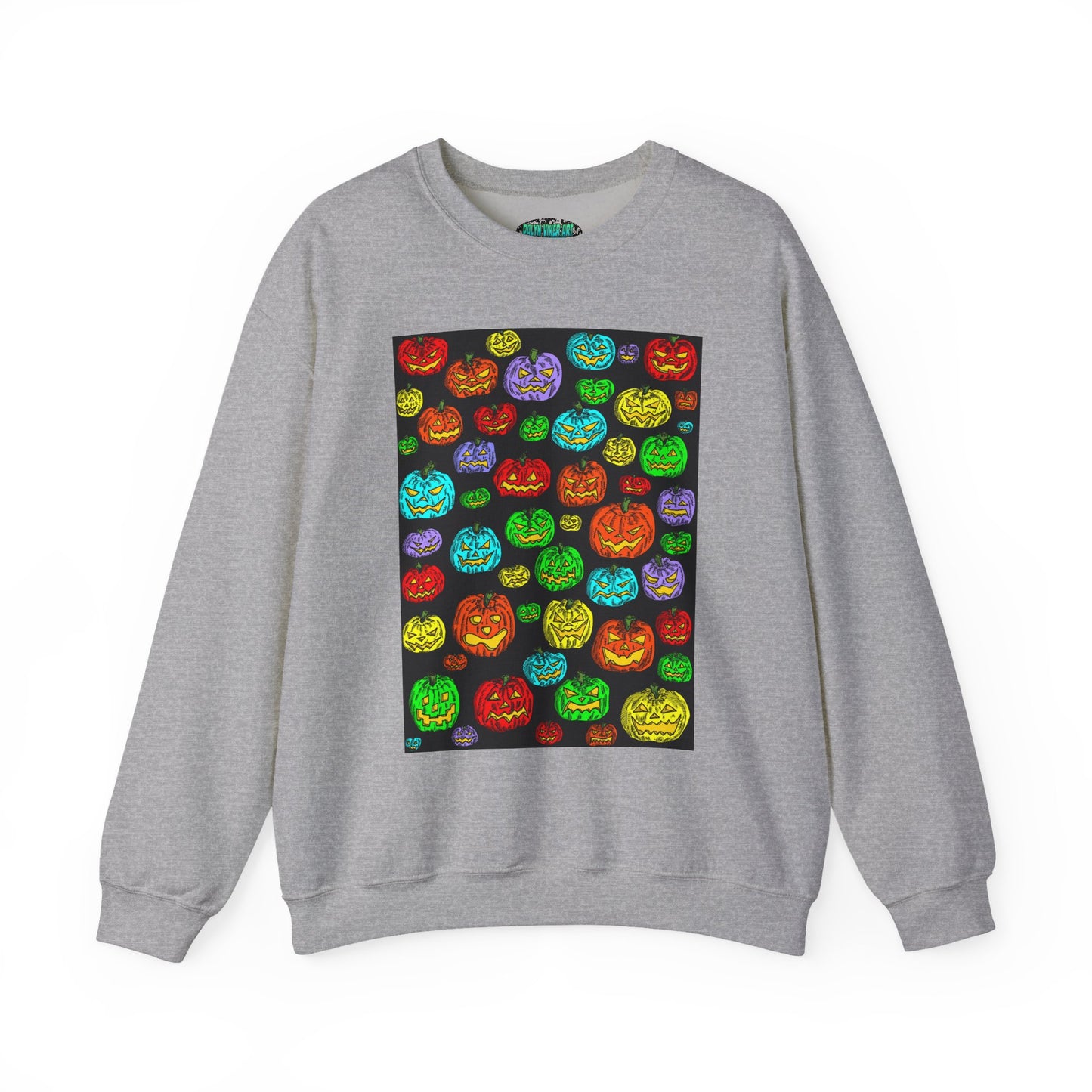 Halloween Colorful Pumpkin Graphic Crewneck Sweatshirt