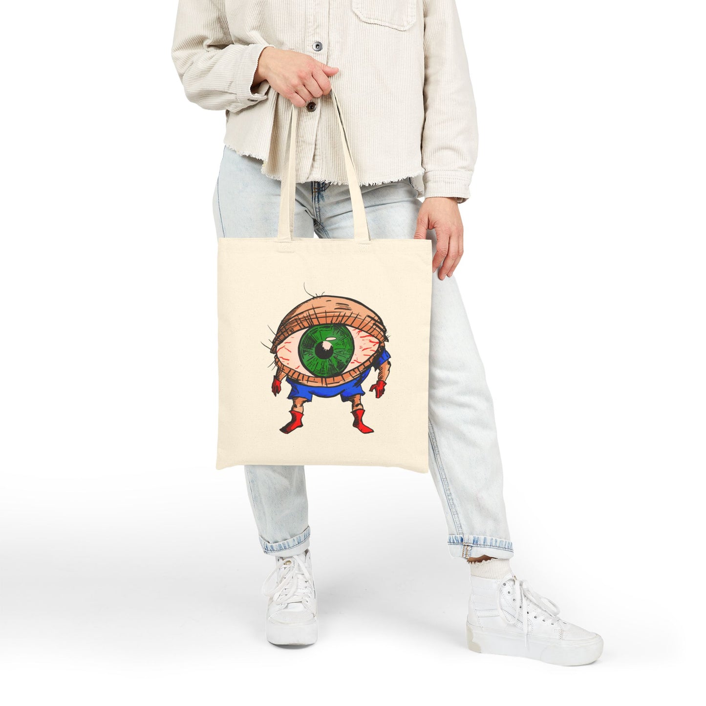 Terrif-EYE-ing Green Eye Tote Bag — Quirky Illustrated Canvas Shopper