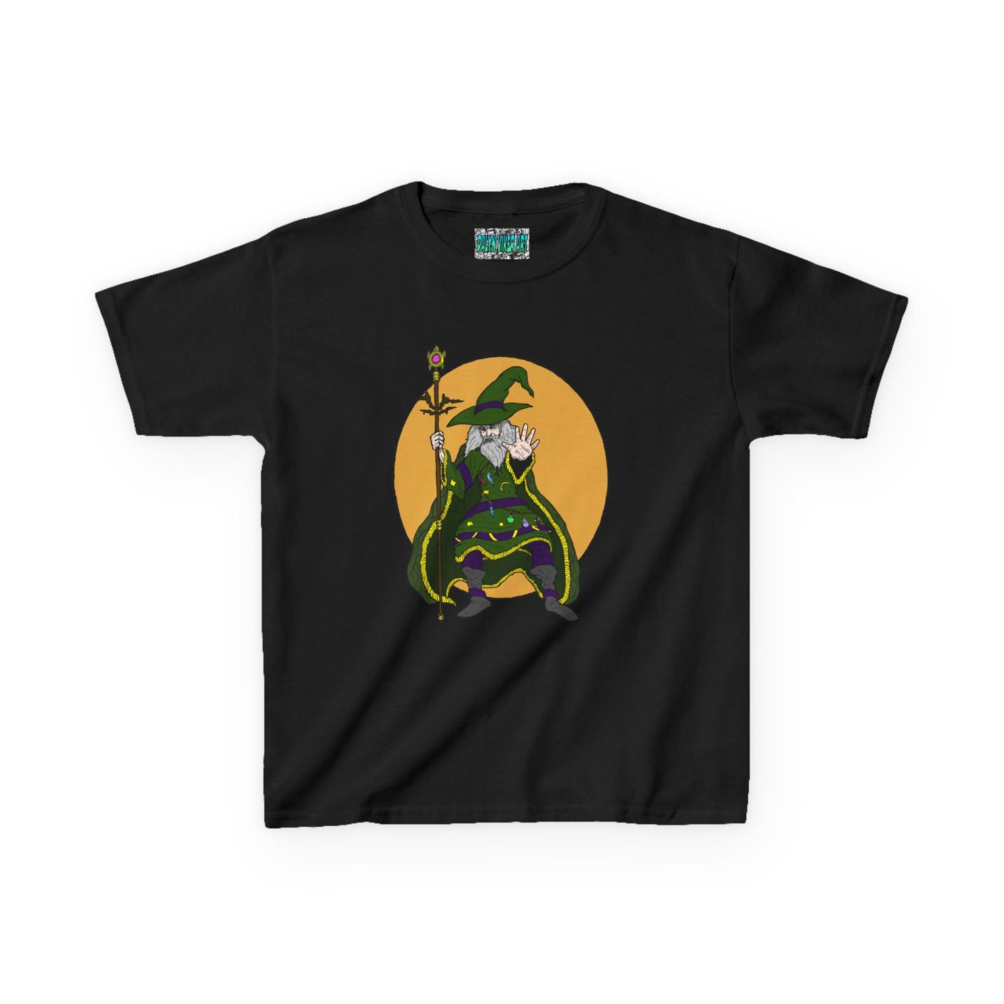 Wizard Holding a Magical Staff Kids Heavy Cotton™ Tee