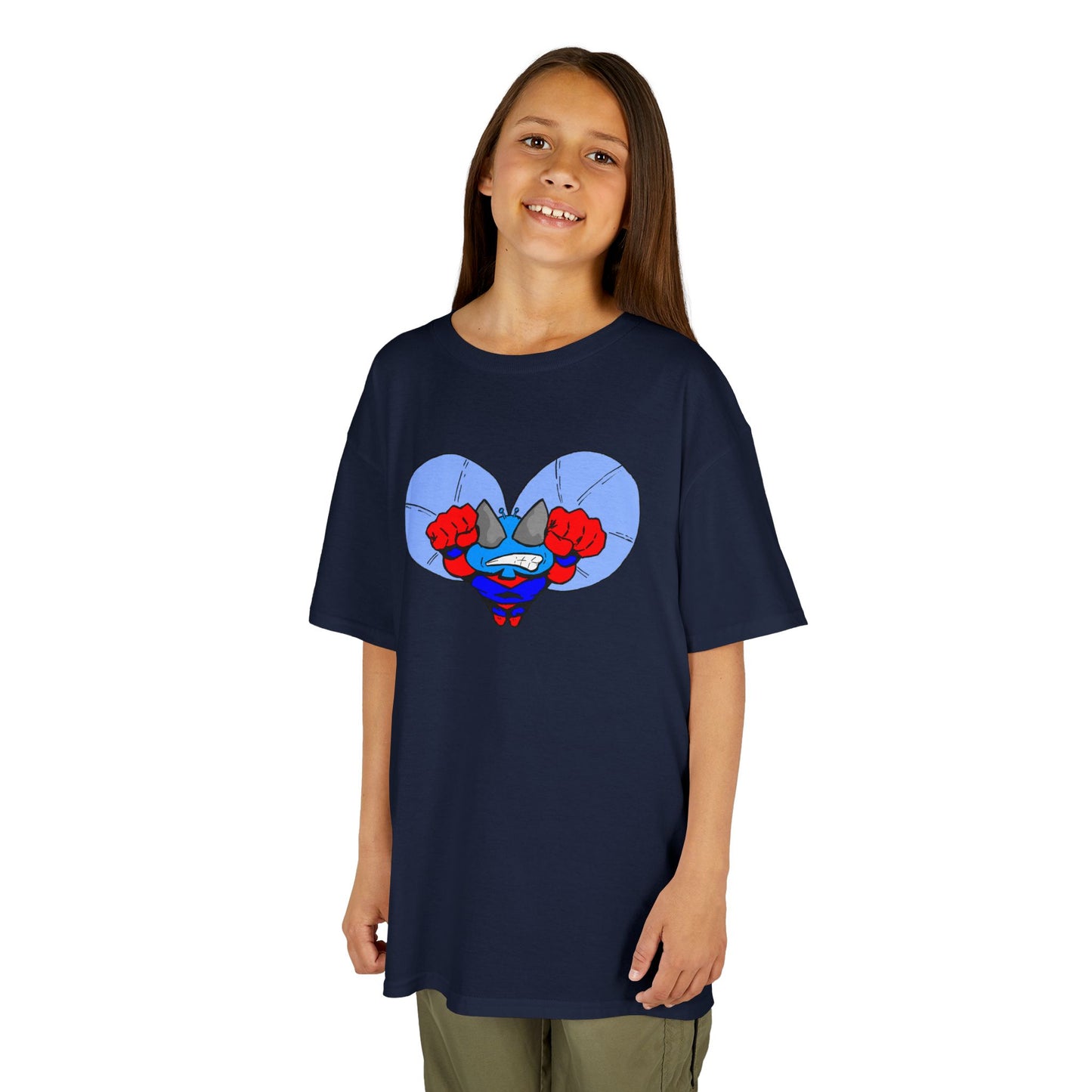 Astro-Fly Kids Superhero T‑Shirt — Cute Blue Hero Design
