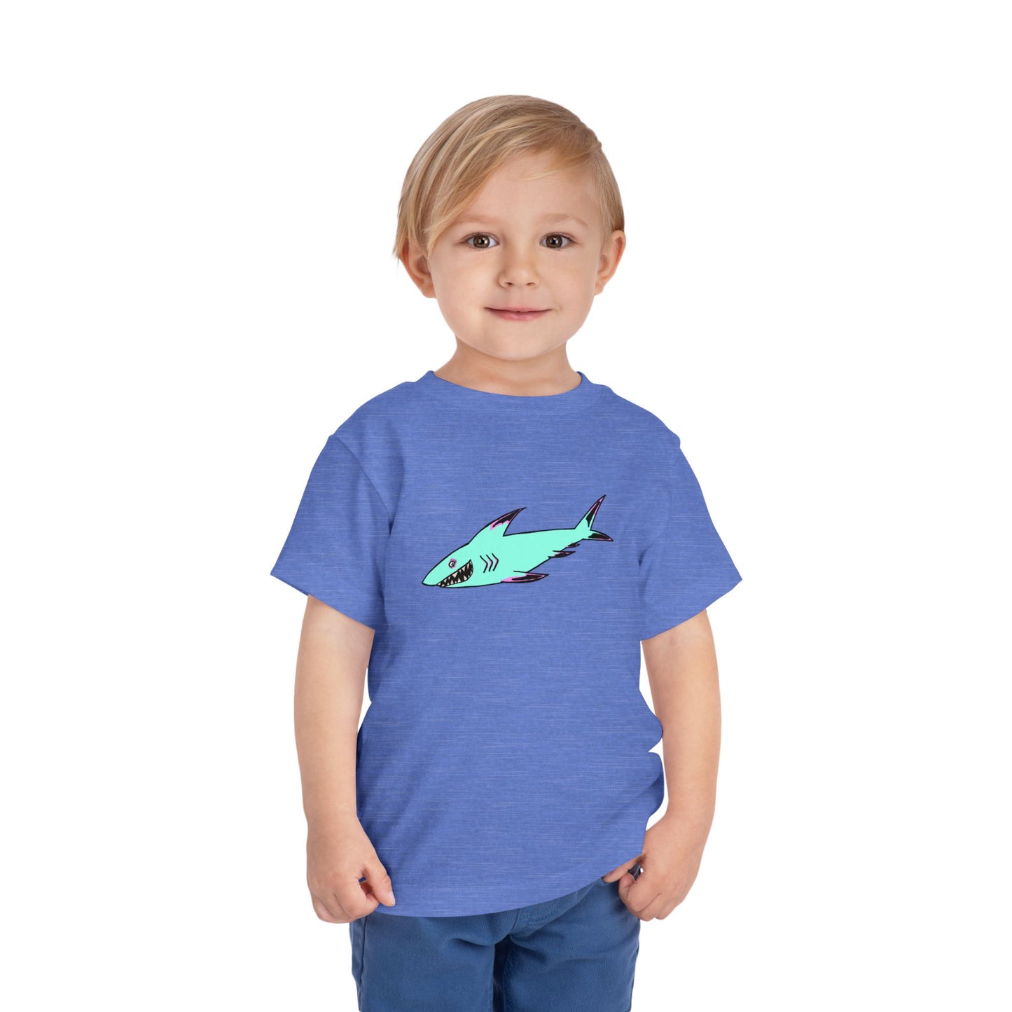 Toddler Tee — Cute Teal Shark Graphic Kids T‑Shirt