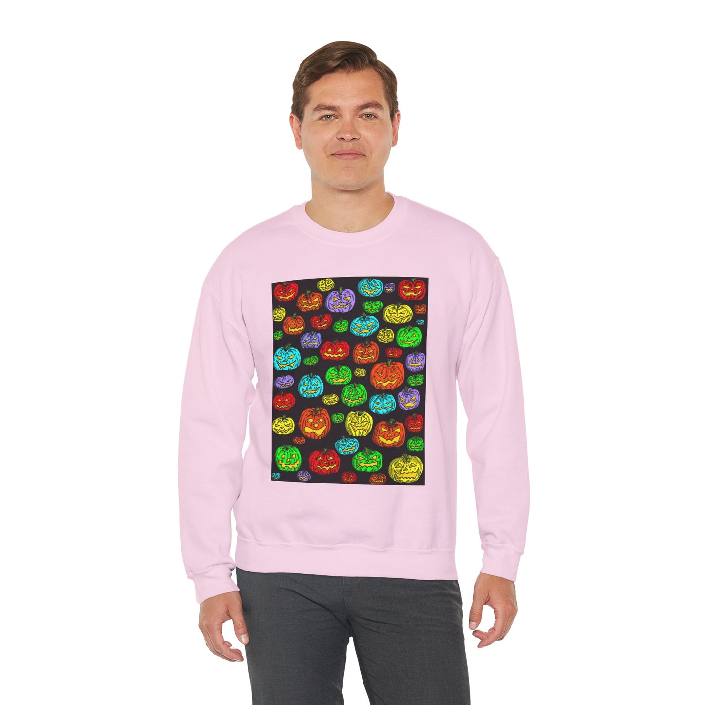 Halloween Colorful Pumpkin Graphic Crewneck Sweatshirt
