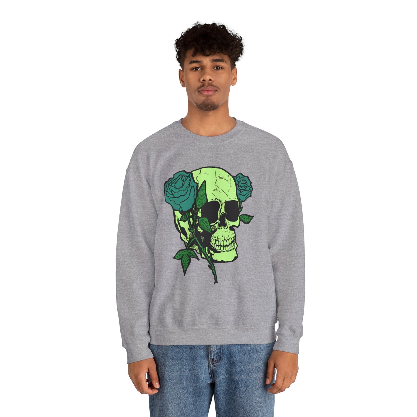 Skull and Roses Crewneck Sweatshirt for Unisex