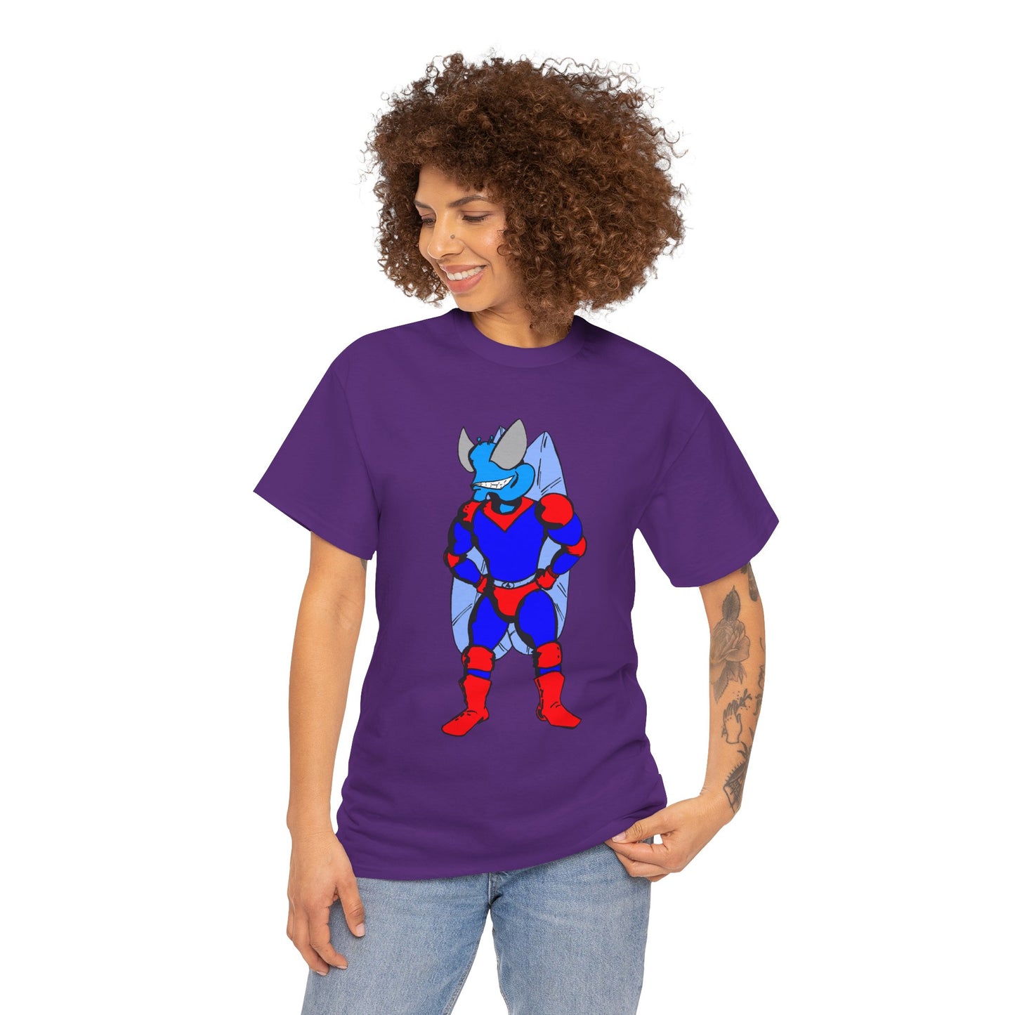 Astro-Fly Hero Graphic Tee - Blue & Red Superhero T-Shirt