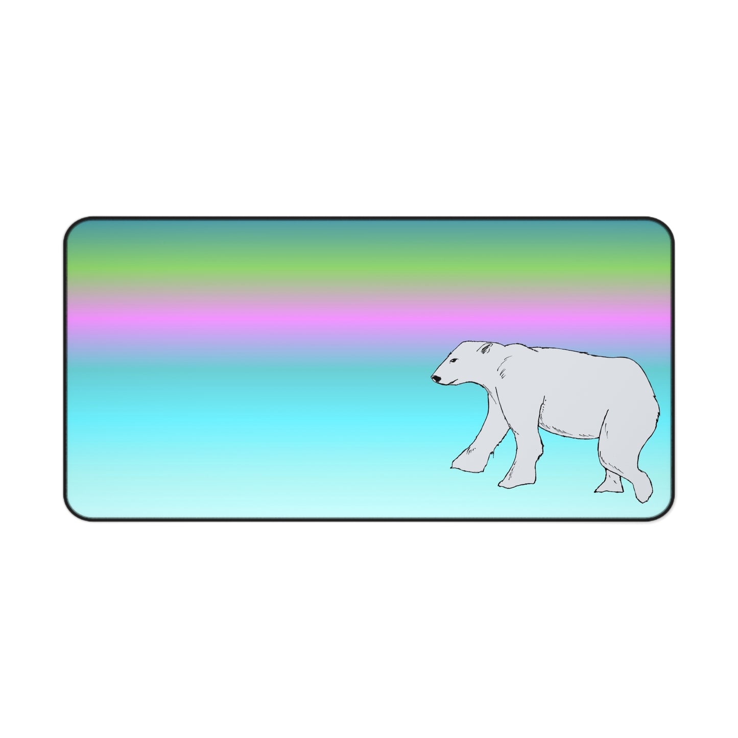 Polar Bear Northern Lights Gradient Desk Mat — Pastel Aurora Gaming & Office Mouse Pad