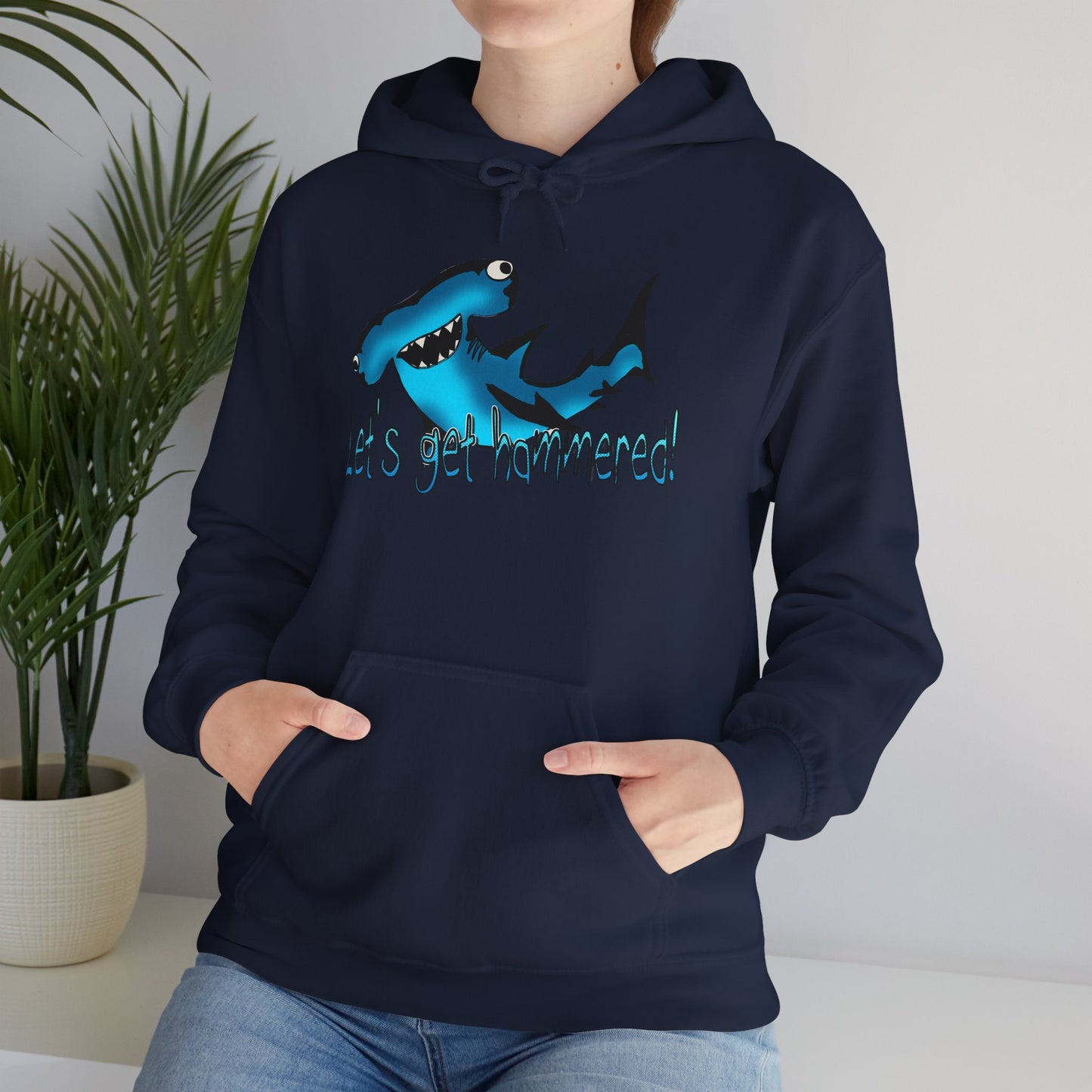 Let's Get Hammered Shark-Themed Unisex Hoodie: Let's Get Fin-tastic, Casual Wear, Gift for Ocean Lovers, Beach Party, Summer Fun