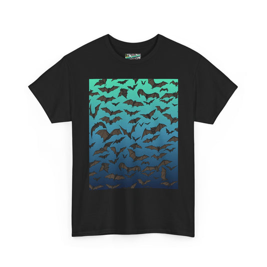 Bat Swarm Graphic Tee — Gradient Night Flight T-Shirt