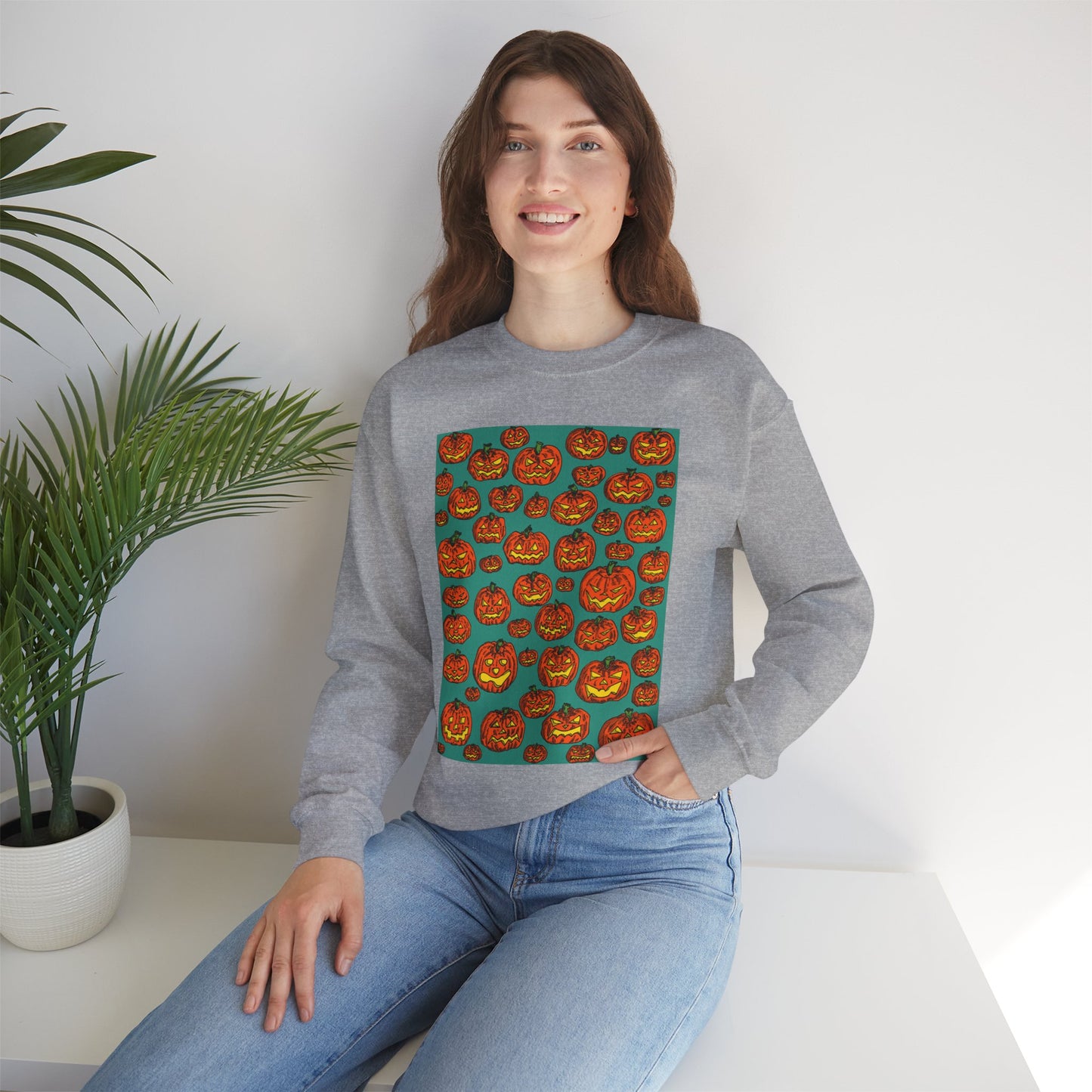 Halloween Pumpkin Crewneck Sweatshirt