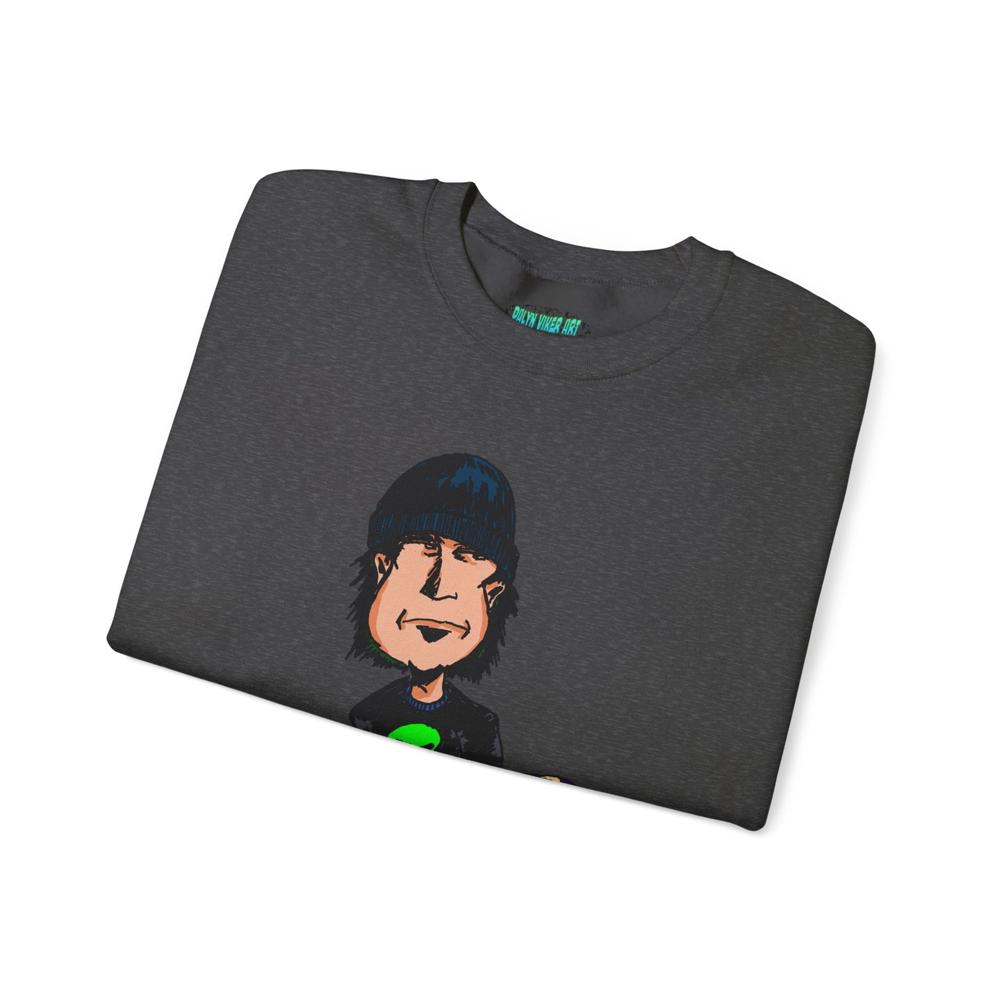 Rude Skater Dude - Cartoon Skate Punk Crewneck Sweatshirt — Retro Skateboard Character Graphic