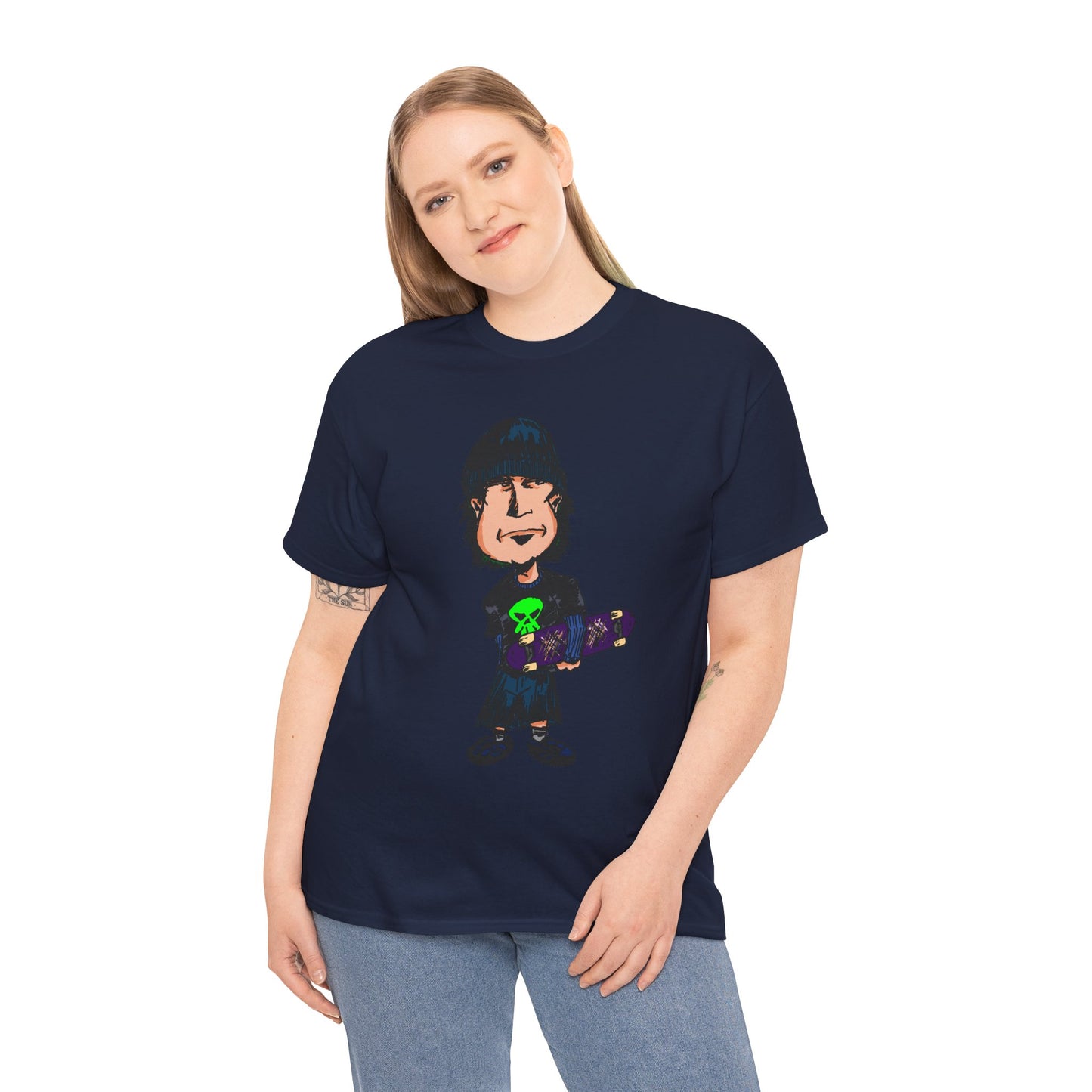 Rude Skater Dude - Skate Punk Cartoon Tee – Boy with Skateboard Graphic Shirt