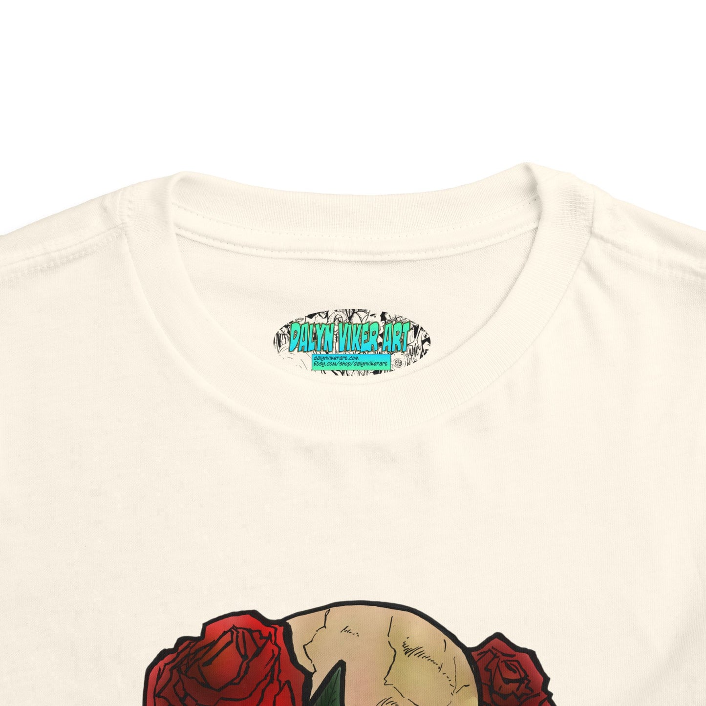 Toddler Tee — Skull with Red Roses Graphic
