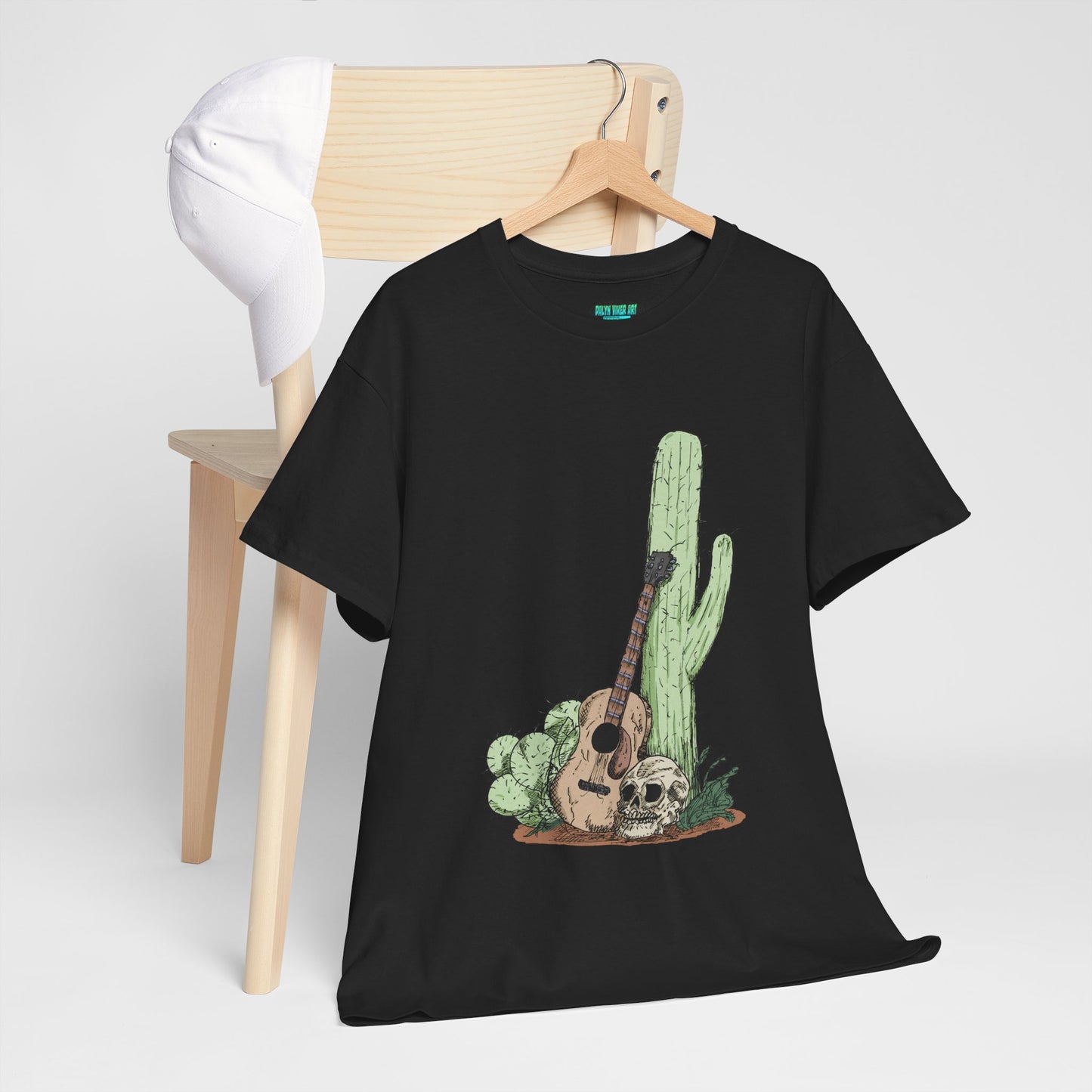 Desert Vibe Graphic Tee - Unisex Heavy Cotton Shirt, Boho Cactus Shirt, Guitar Lover's Gift, Summer Top, Music T-Shirt