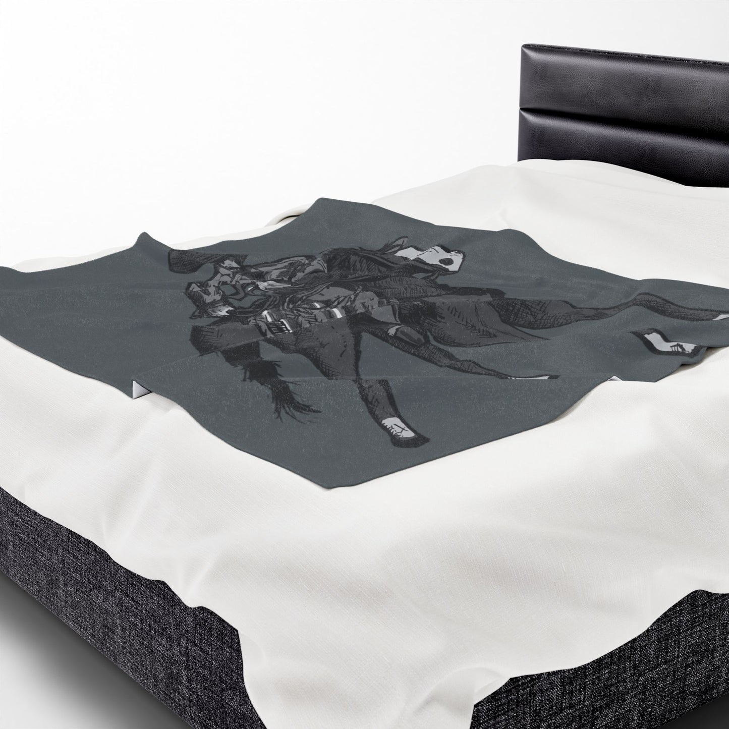 Cowboy Horse Velveteen Plush Blanket – Western Rodeo Throw for Horse Lovers