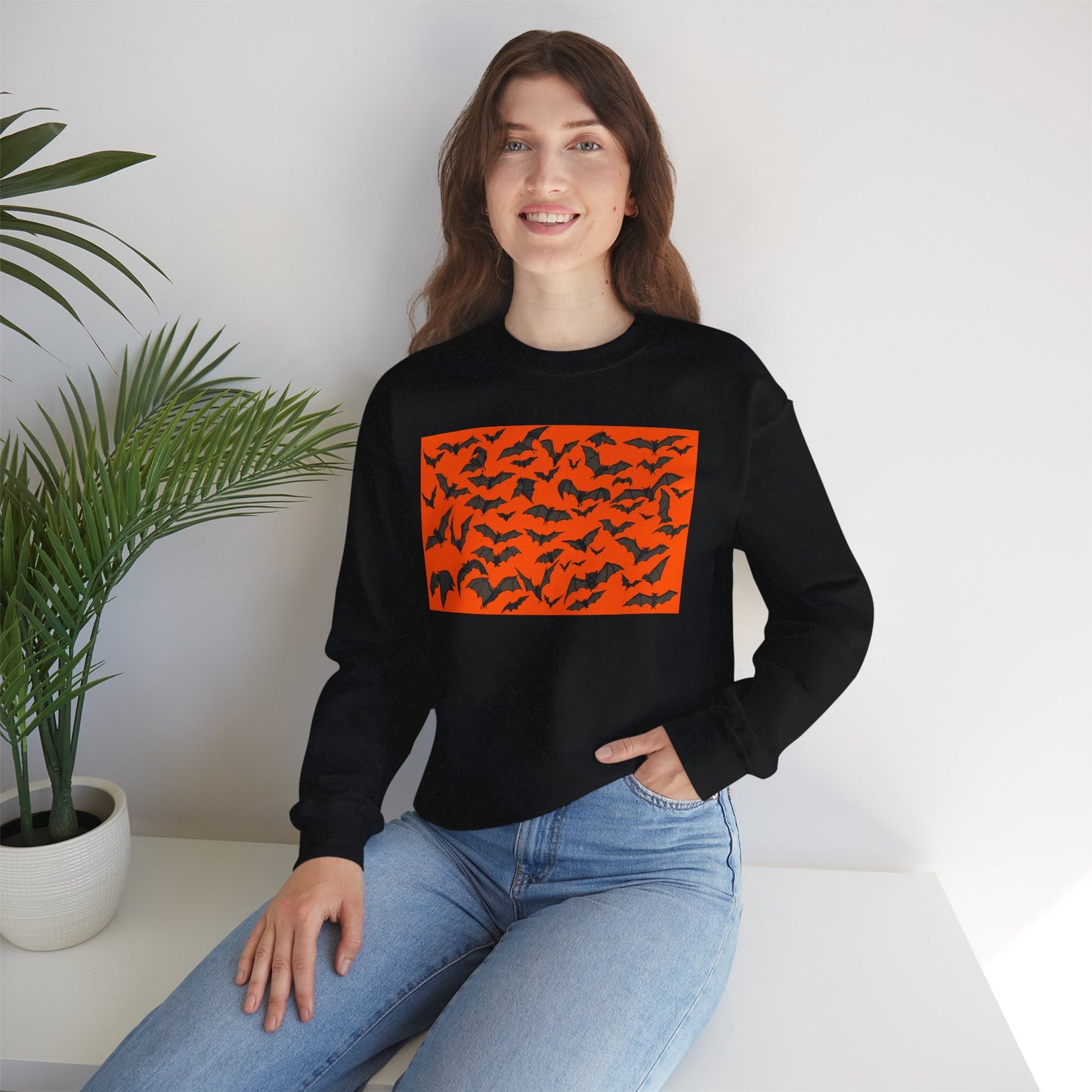 Halloween Bat Print Crewneck Sweatshirt