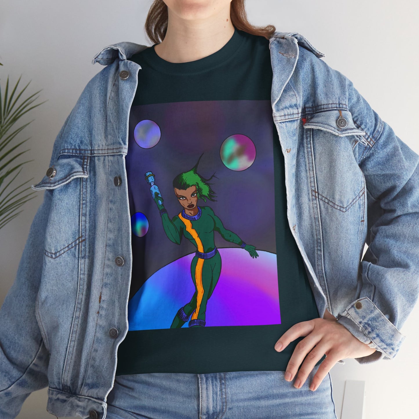 Cosmic Hero Vibe Tee - Unisex Heavy Cotton Tee, Space Art Shirt, Retro Sci-Fi T-Shirt, Gift for Space Lovers, Unique Graphic Tee