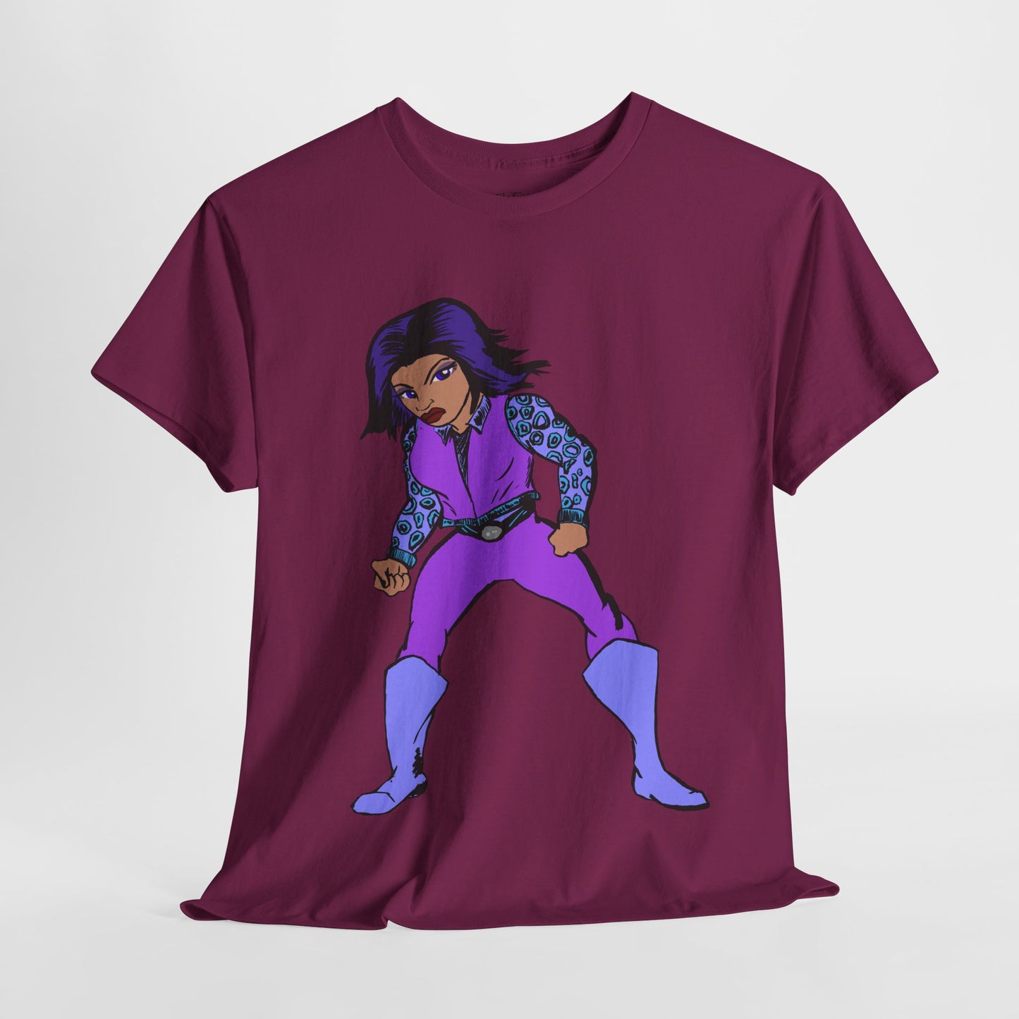 Retro Cartoon Hero Woman Character Unisex Heavy Cotton Tee, Vintage Graphic Tee, Fun T-Shirt, Gift for Fans, Casual Wear, Everyday Tee