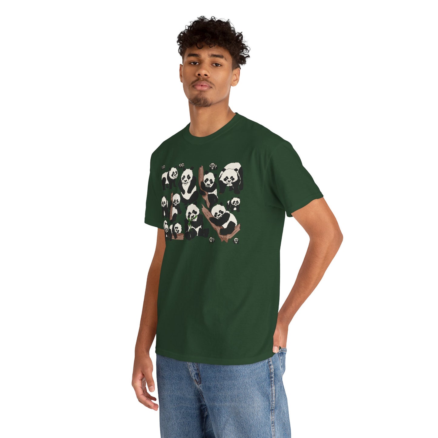 Cute Panda Design Unisex Heavy Cotton Tee | Animal Lover Gift, Casual Wear, Eco-Friendly Apparel, Nature Enthusiast Clothing