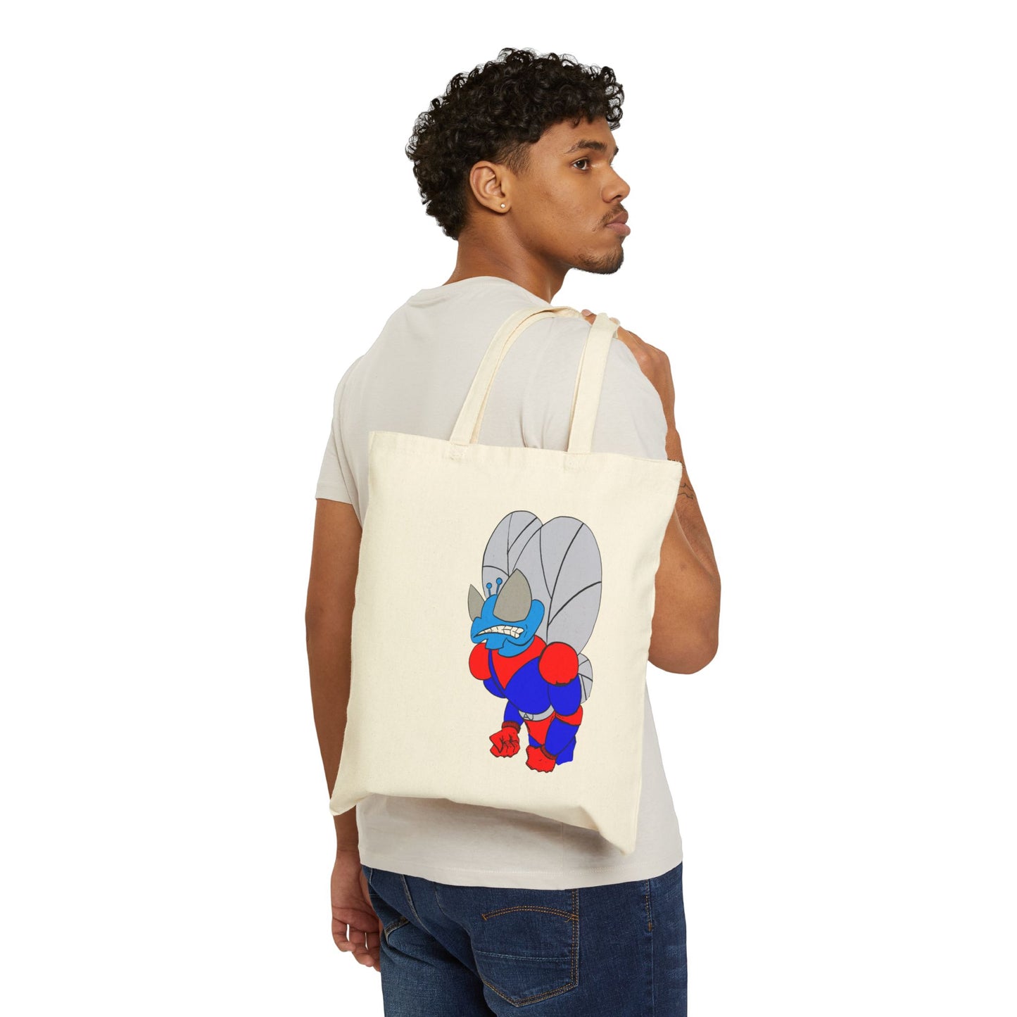 The Astounding Astro-Fly Illustration Tote Bag - Eco Canvas Grocery & Book Bag