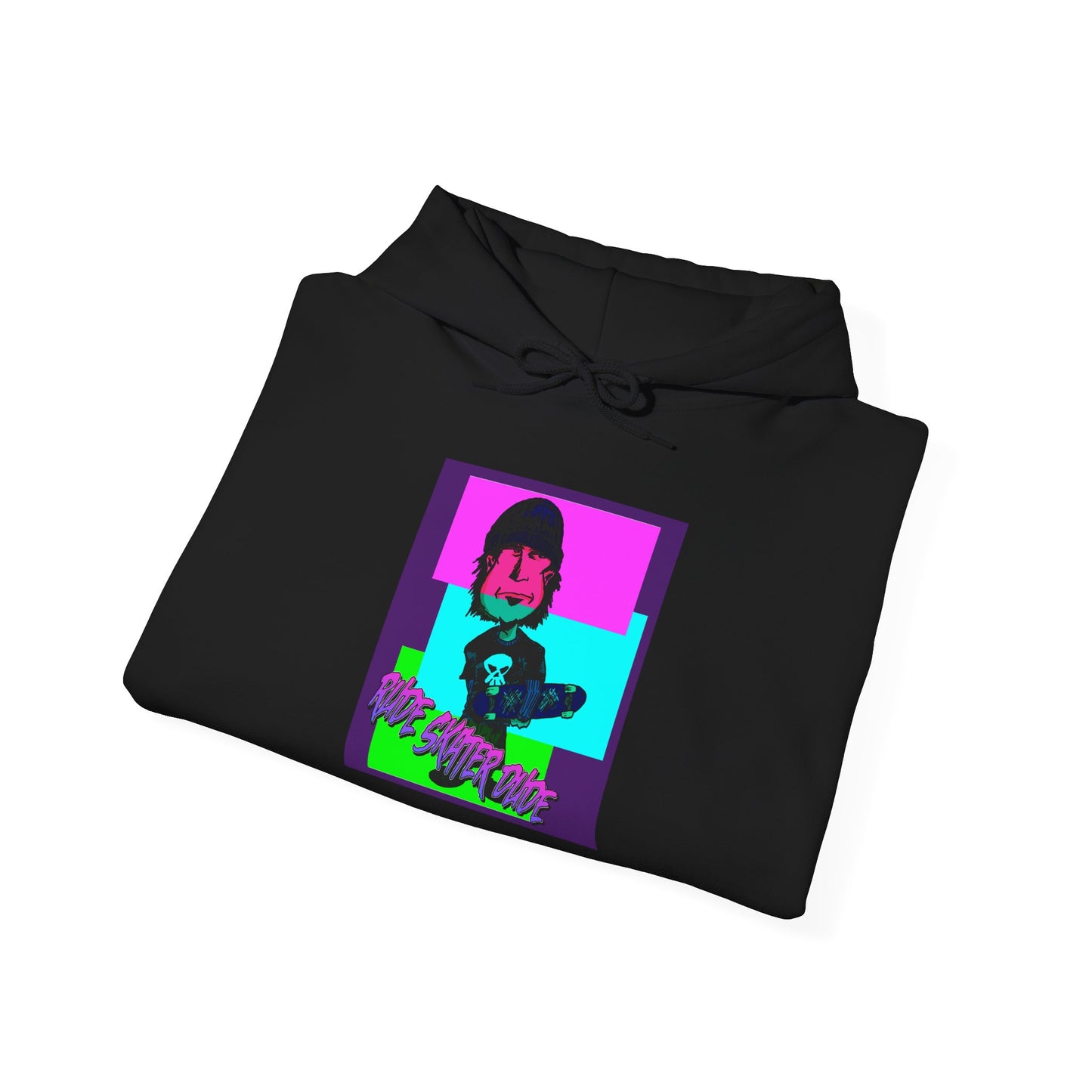 Retro Neon Rude Skater Dude Hoodie — Streetwear