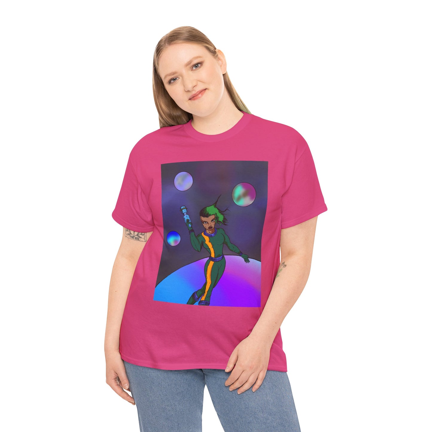 Cosmic Hero Vibe Tee - Unisex Heavy Cotton Tee, Space Art Shirt, Retro Sci-Fi T-Shirt, Gift for Space Lovers, Unique Graphic Tee