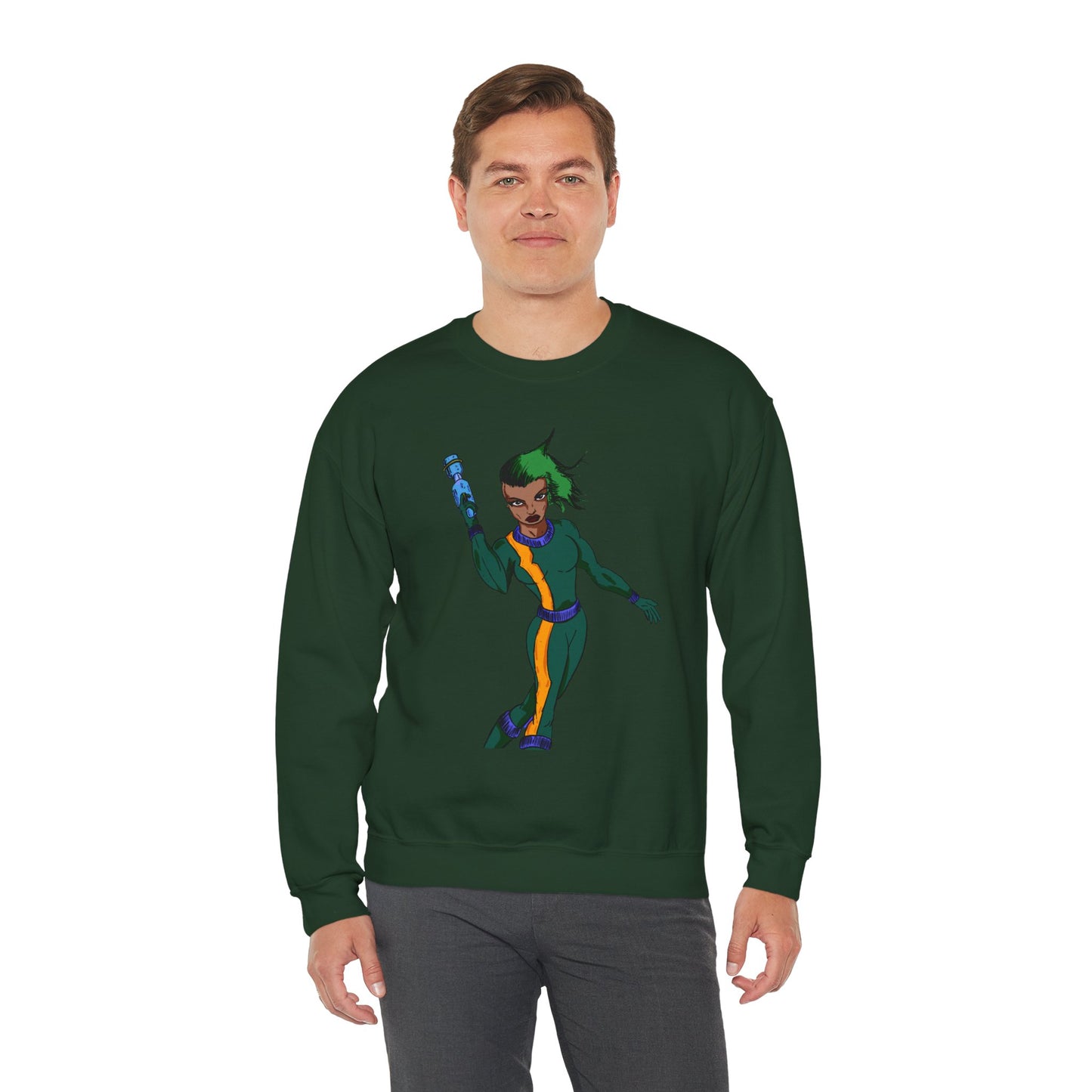 Heroic Vibes Crewneck Sweatshirt with Bold Design