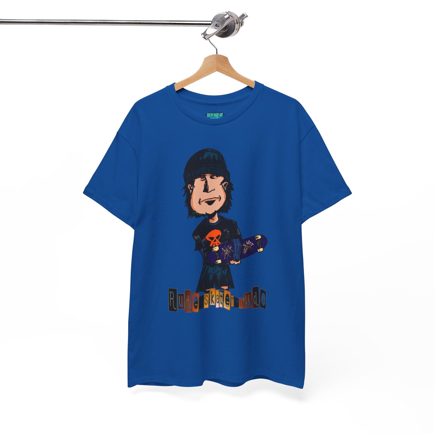 Rude Skater Dude Cartoon Skate Punk T-Shirt — Skateboarding Tee with Skull Design