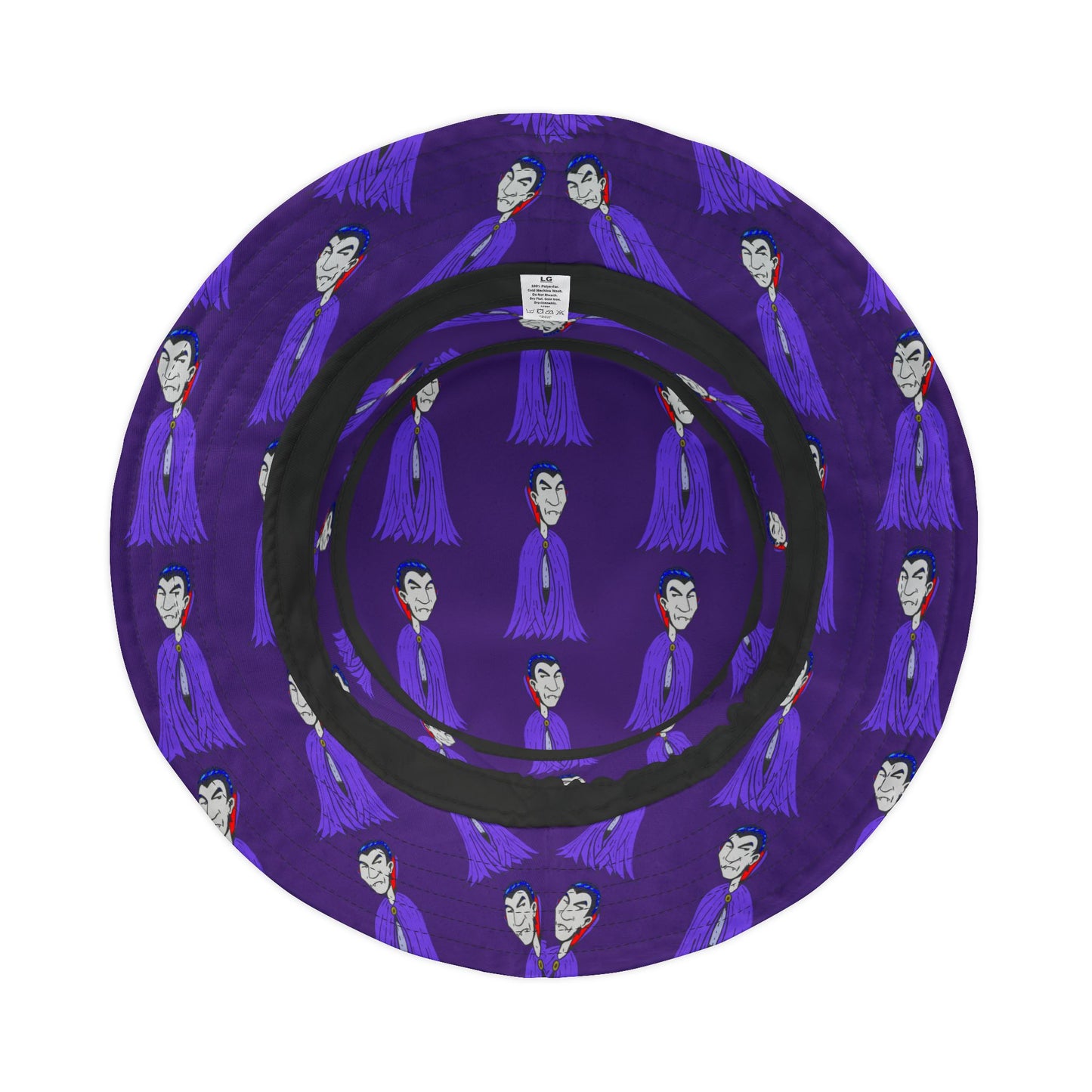 Vampire Pattern Purple Bucket Hat — Halloween Gothic Aesthetic