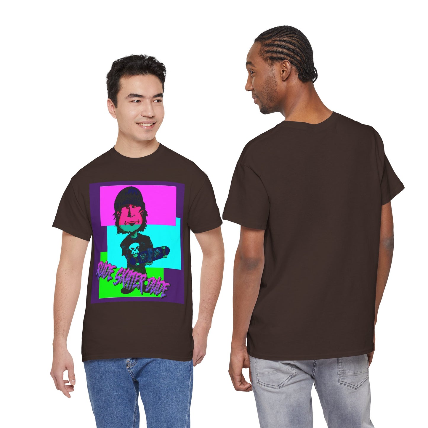 Retro Neon Skateboard Tee — "Rude Skater Dude" Graphic