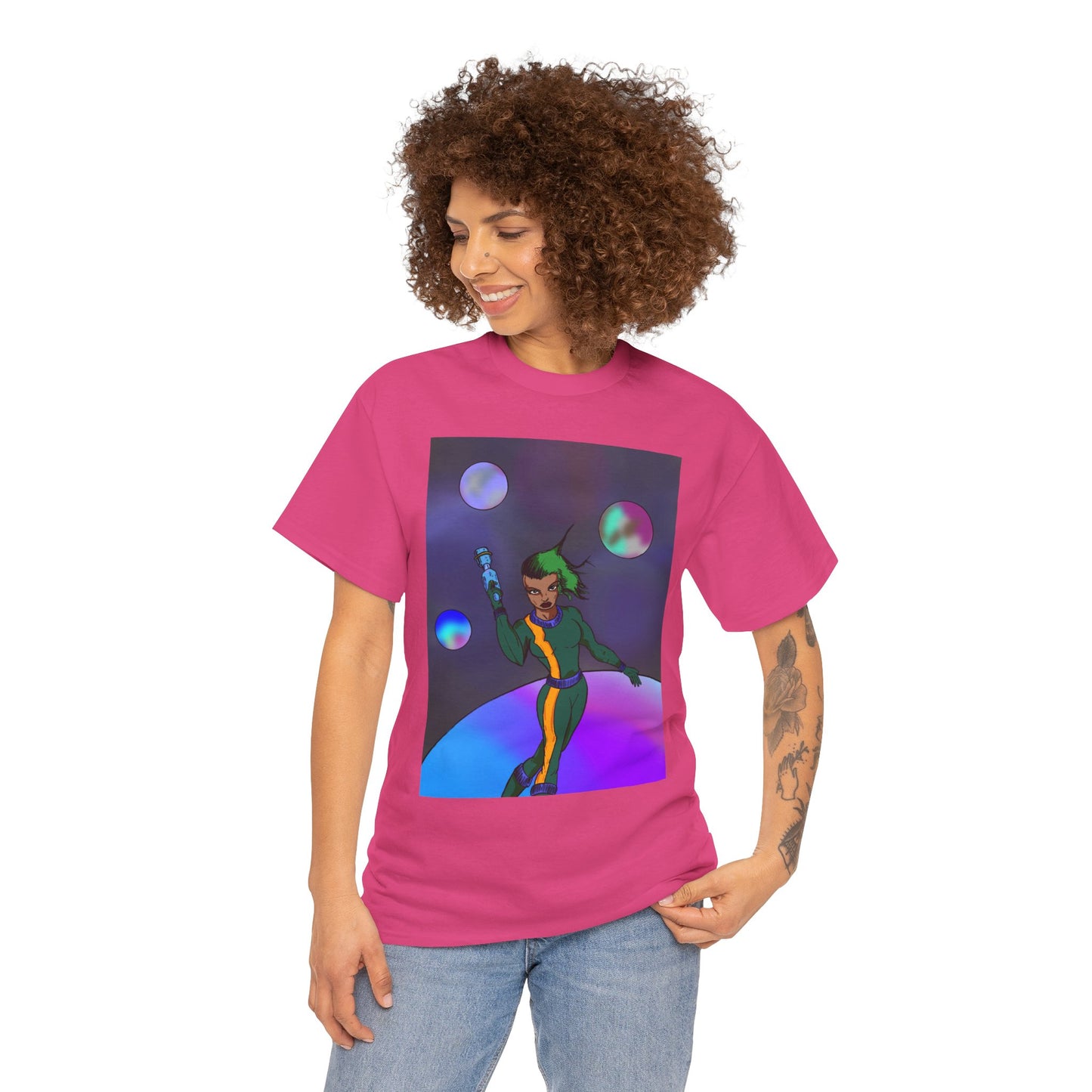 Cosmic Hero Vibe Tee - Unisex Heavy Cotton Tee, Space Art Shirt, Retro Sci-Fi T-Shirt, Gift for Space Lovers, Unique Graphic Tee