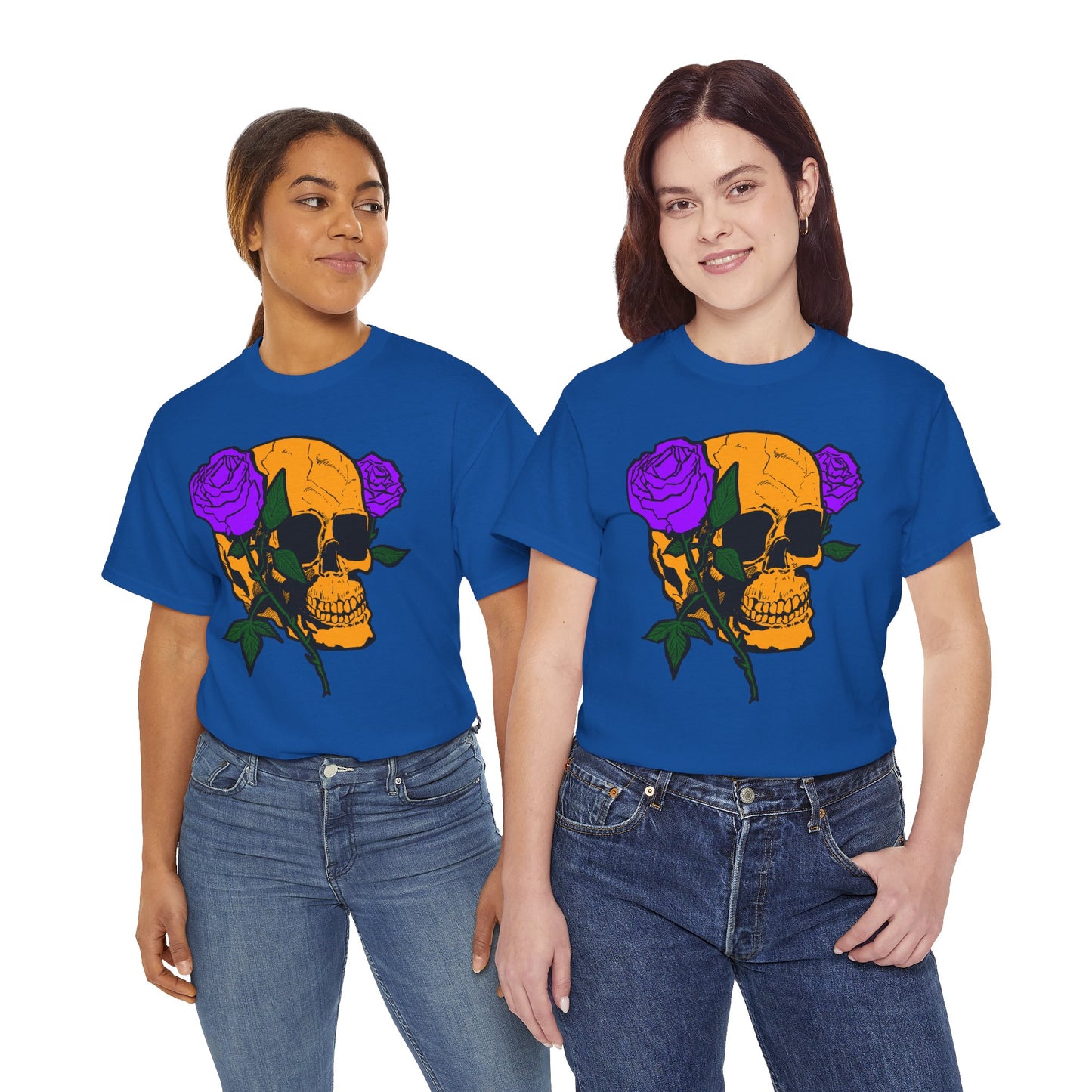 Skull and Roses Unisex Tee, Gothic Aesthetic Shirt, Vintage Graphic T-Shirt, Streetwear Essentials, Edgy Casual Wear