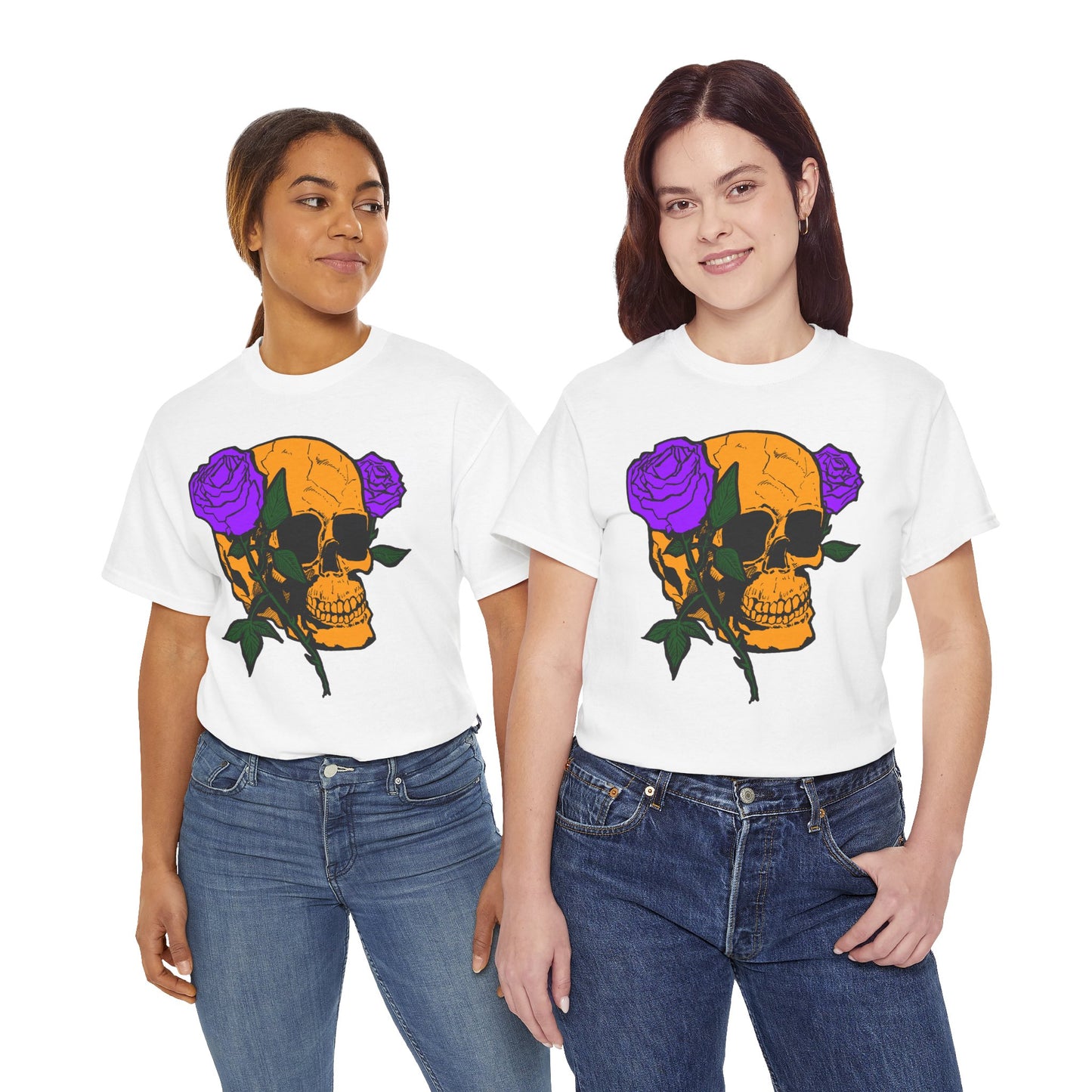 Skull and Roses Unisex Tee, Gothic Aesthetic Shirt, Vintage Graphic T-Shirt, Streetwear Essentials, Edgy Casual Wear