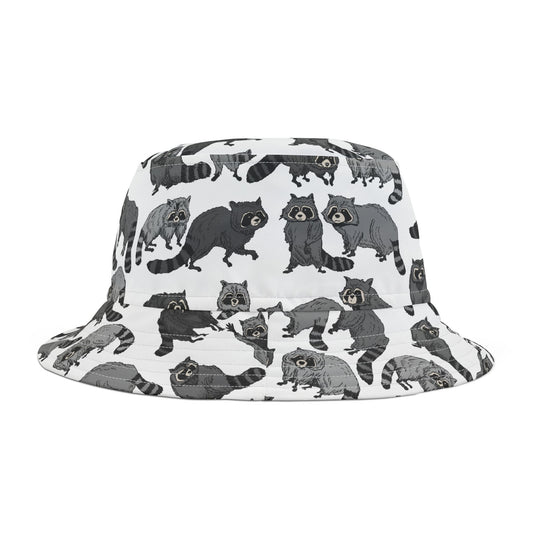 Raccoon Pattern Bucket Hat - Trendy Summer Accessory, Gift for Animal Lovers, Outdoor Festivals, Beach Days, Stylish Headwear