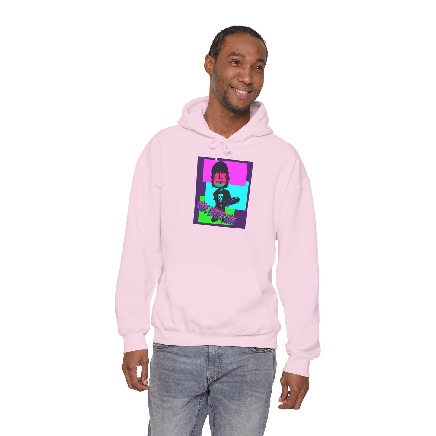 Retro Neon Rude Skater Dude Hoodie — Streetwear