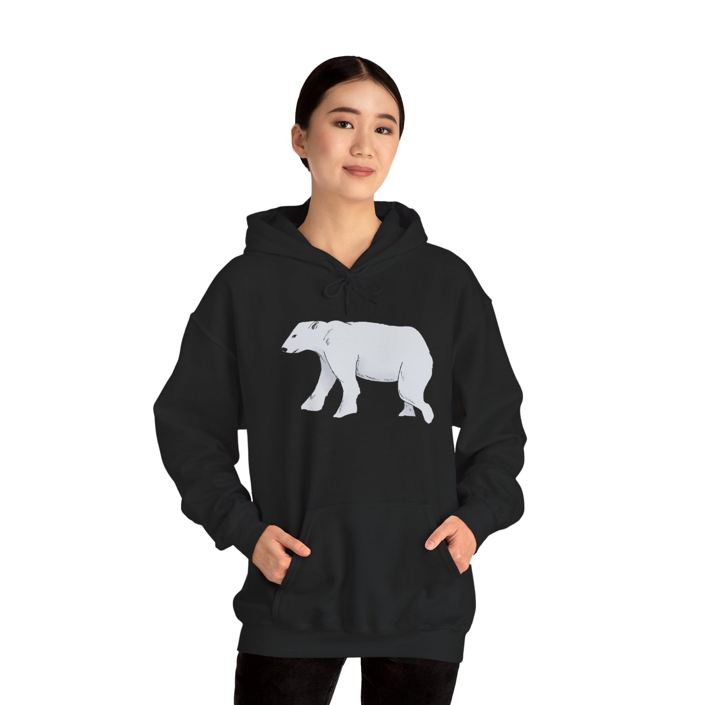 Cozy Polar Bear Hoodie - Warm Winter Fashion, Unisex Sweatshirt, Gift for Animal Lovers, Perfect for Cold Days, Cute Outdoor Wear
