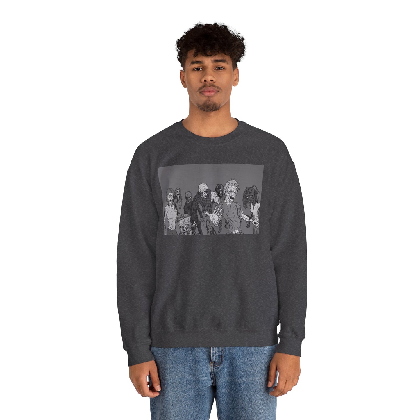 Vintage Zombie Horror Crewneck Sweatshirt - Unisex Heavy Blend™