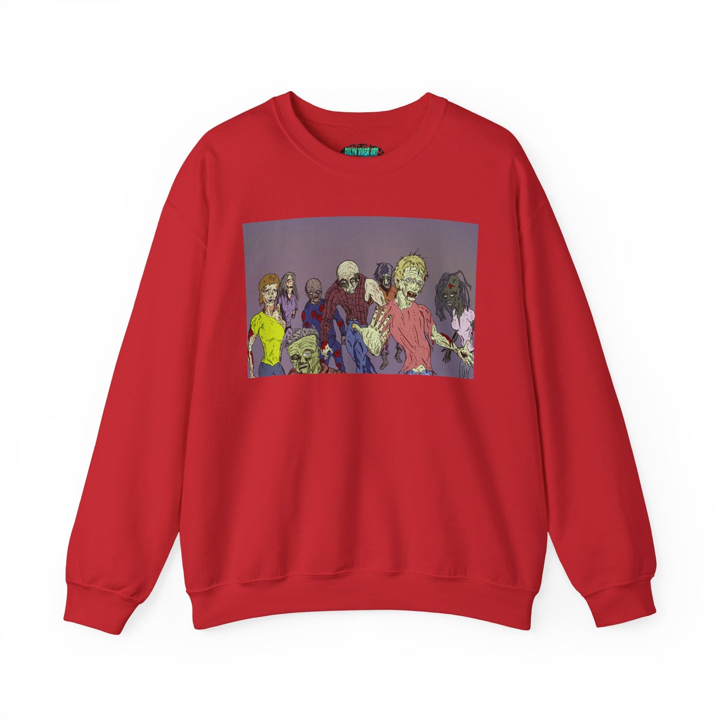 Zombie-Themed Unisex Crewneck Sweatshirt - Perfect for Halloween and Horror Lovers