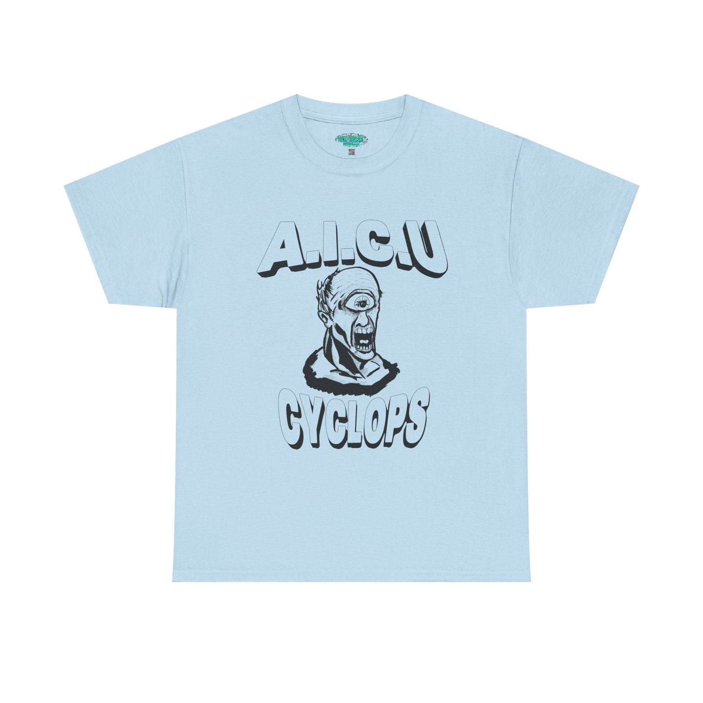 Graphic Unisex Tee - Fake AICU University Cyclops Mascot Mythology Shirt