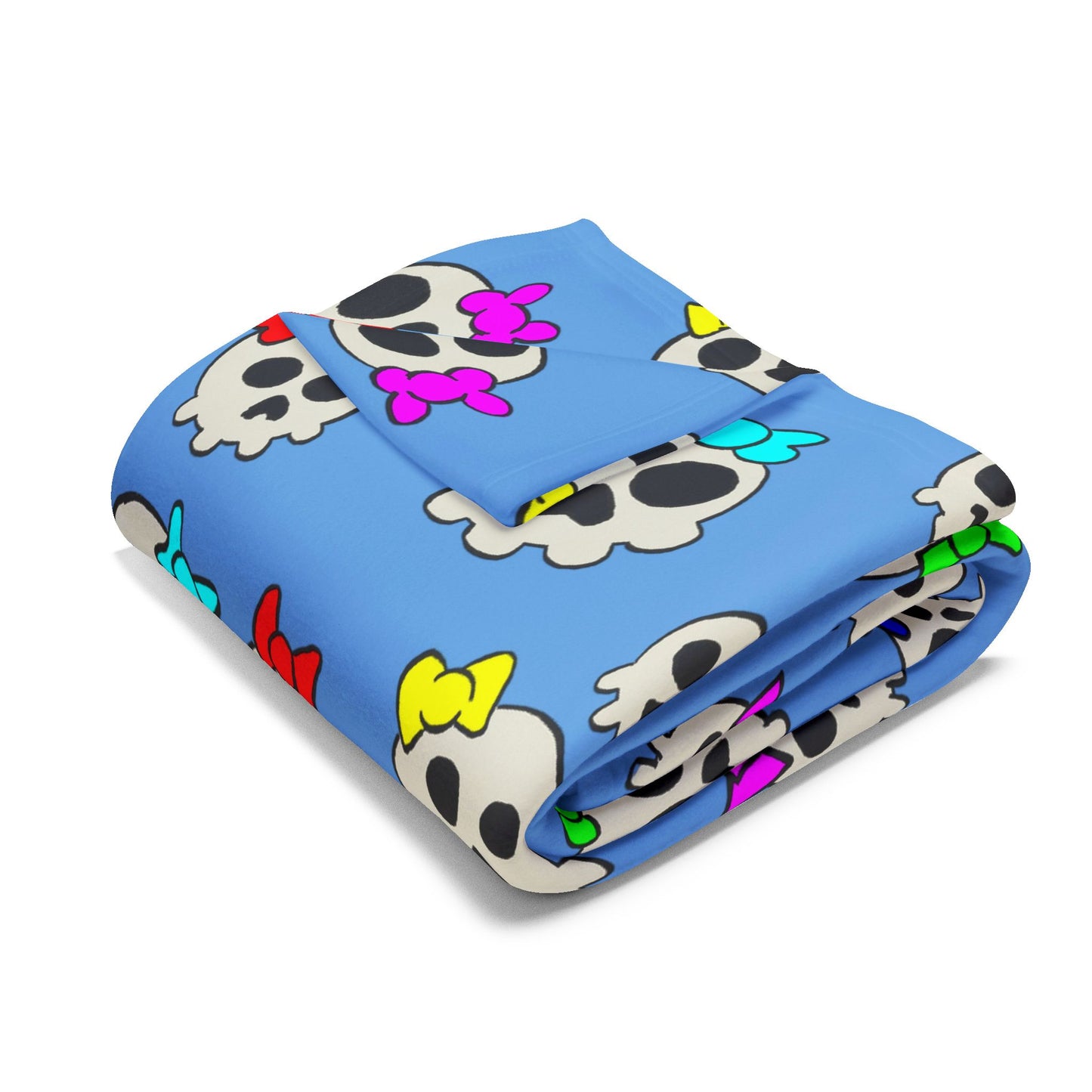 Delightfully Cute Skulls - Light Blue - Arctic Fleece Blanket