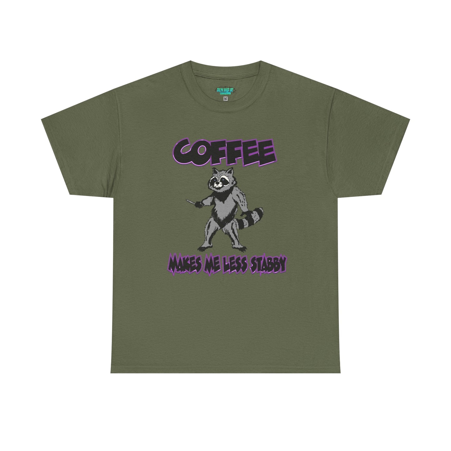Funny Coffee Raccoon Unisex Heavy Cotton Tee