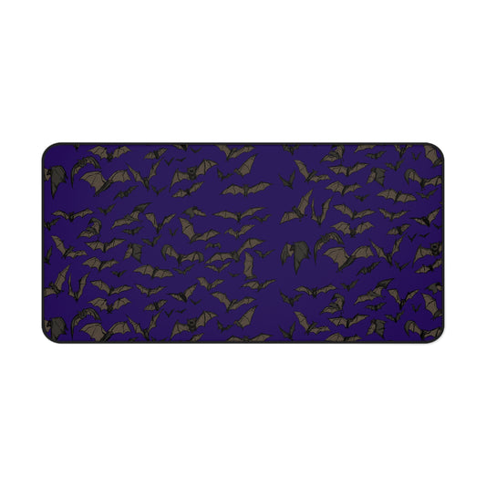 Purple Bat Desk Mat | Gothic Office Decor, Halloween Home Office, Spooky Gifts, Unique Desk Accessories, Bat-Themed Workspace