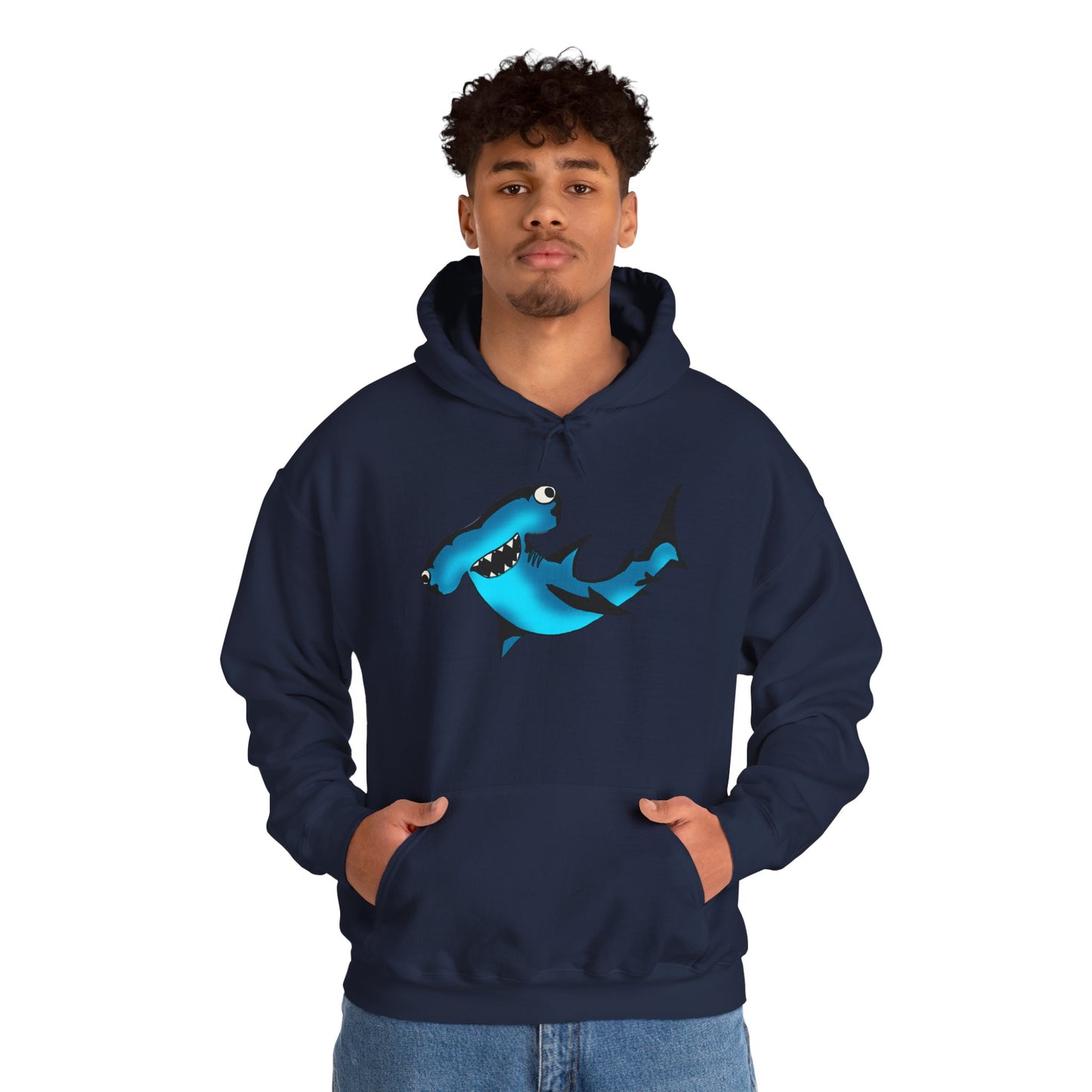 Harley Hammerhead Shark Design Unisex Hooded Sweatshirt, Funny Gift for Ocean Lovers, Casual Wear, Beach Days, Unique Apparel, Birthday Present