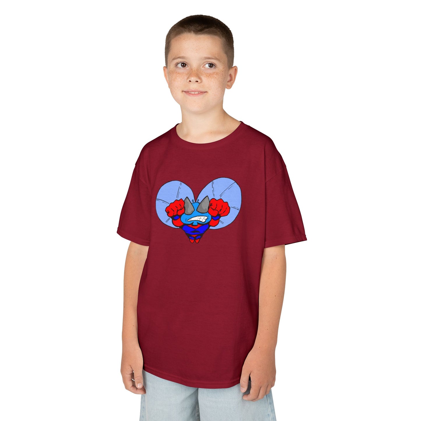 Astro-Fly Kids Superhero T‑Shirt — Cute Blue Hero Design