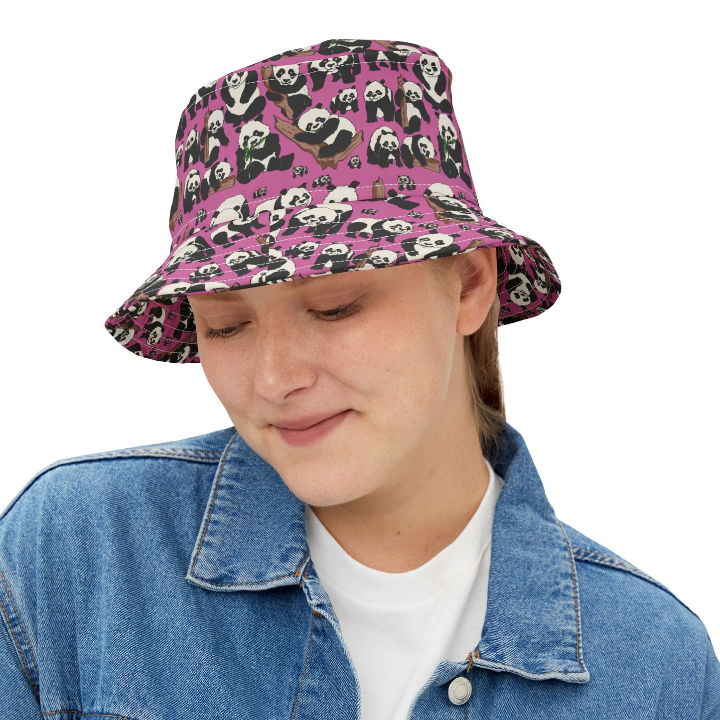 Panda Print Bucket Hat, Cute Summer Accessory, Trendy Outdoor Wear, Gift for Animal Lovers, Festival Style Hat, Beach Accessory