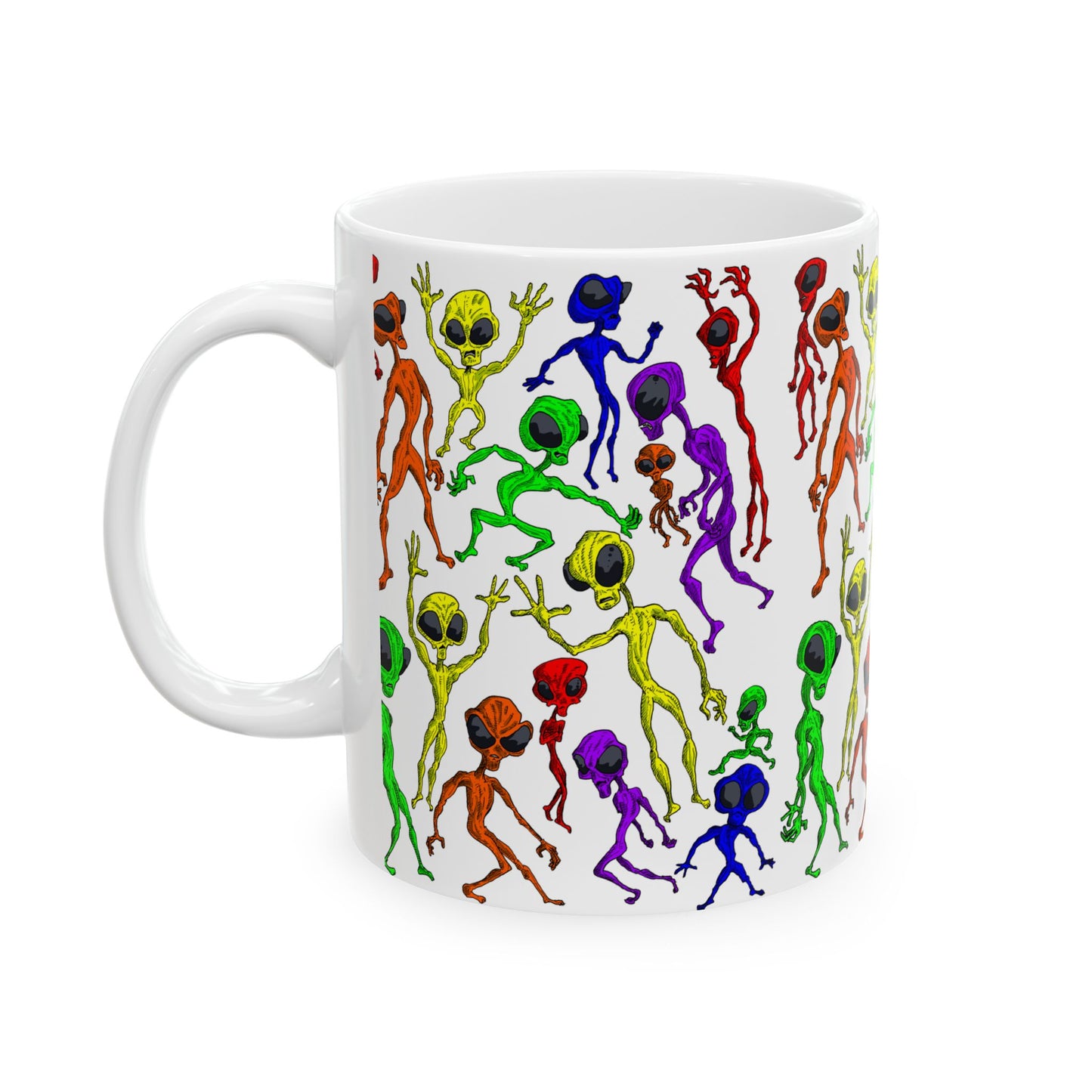 Alien Dance Party Ceramic Mug - Quirky Coffee Cup for Sci-Fi Lovers, Unique Gift for Birthdays, Parties, Holidays, Fun Kitchen Decor