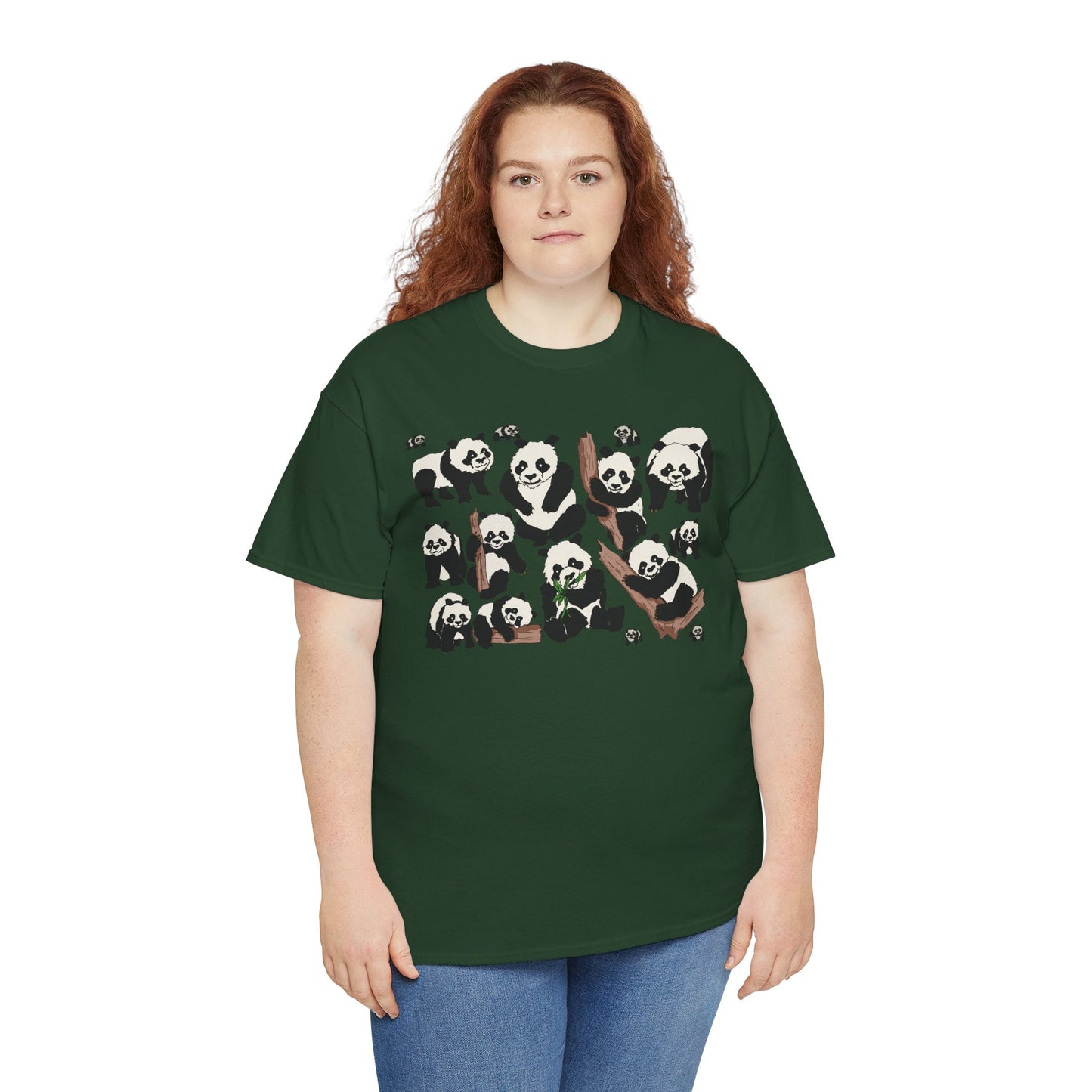 Cute Panda Design Unisex Heavy Cotton Tee | Animal Lover Gift, Casual Wear, Eco-Friendly Apparel, Nature Enthusiast Clothing