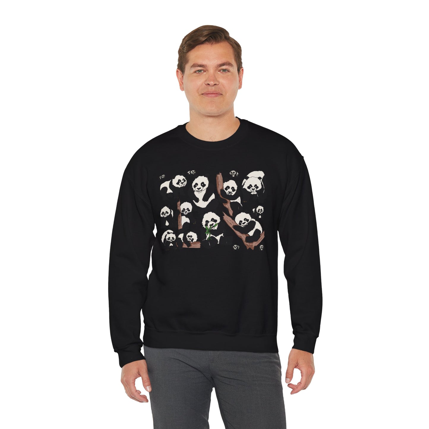 Cozy Panda Crewneck Sweatshirt - Soft Unisex Heavy Blend
