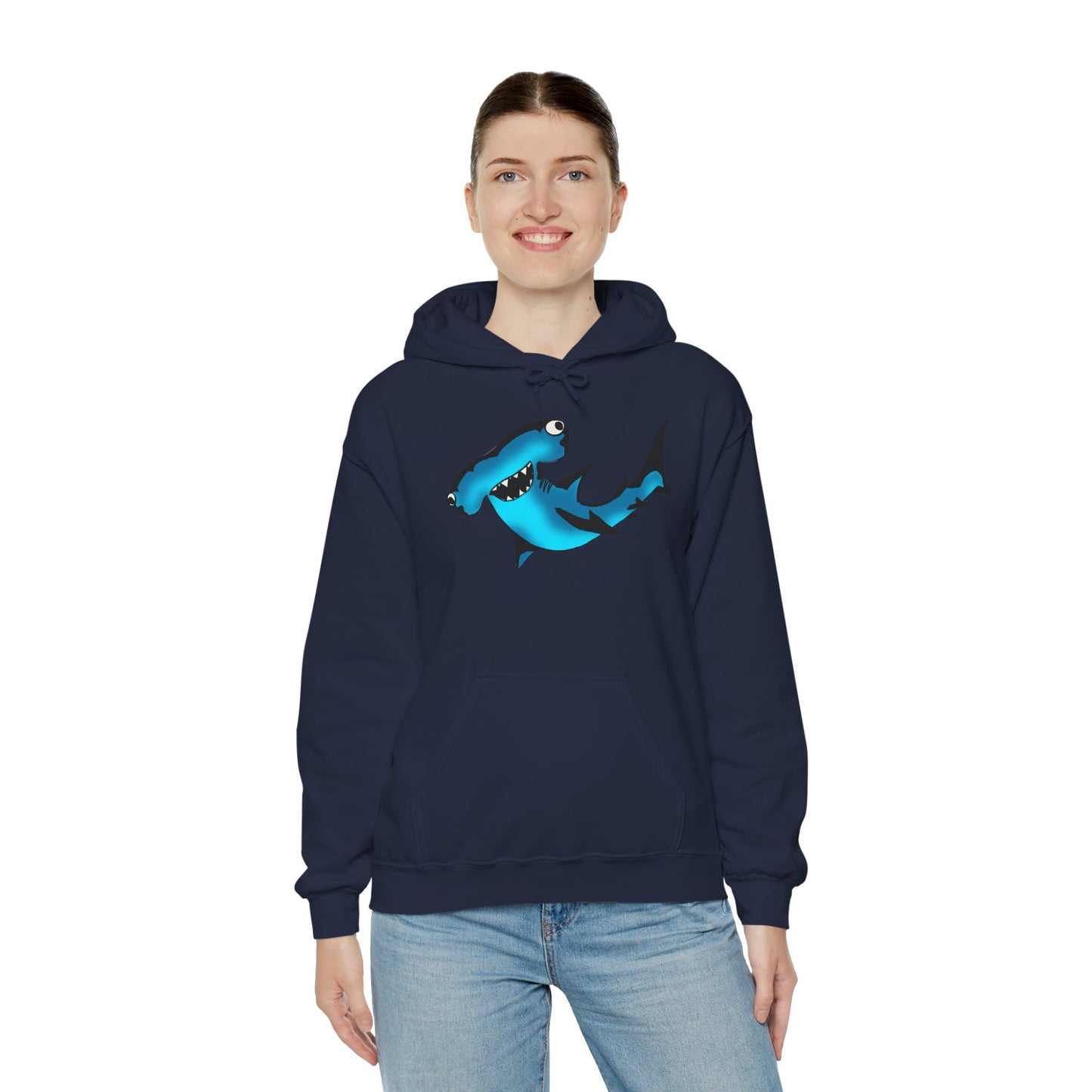 Harley Hammerhead Shark Design Unisex Hooded Sweatshirt, Funny Gift for Ocean Lovers, Casual Wear, Beach Days, Unique Apparel, Birthday Present