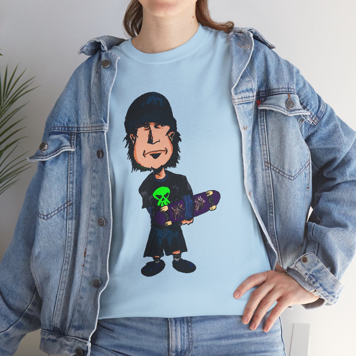 Rude Skater Dude - Skate Punk Cartoon Tee – Boy with Skateboard Graphic Shirt