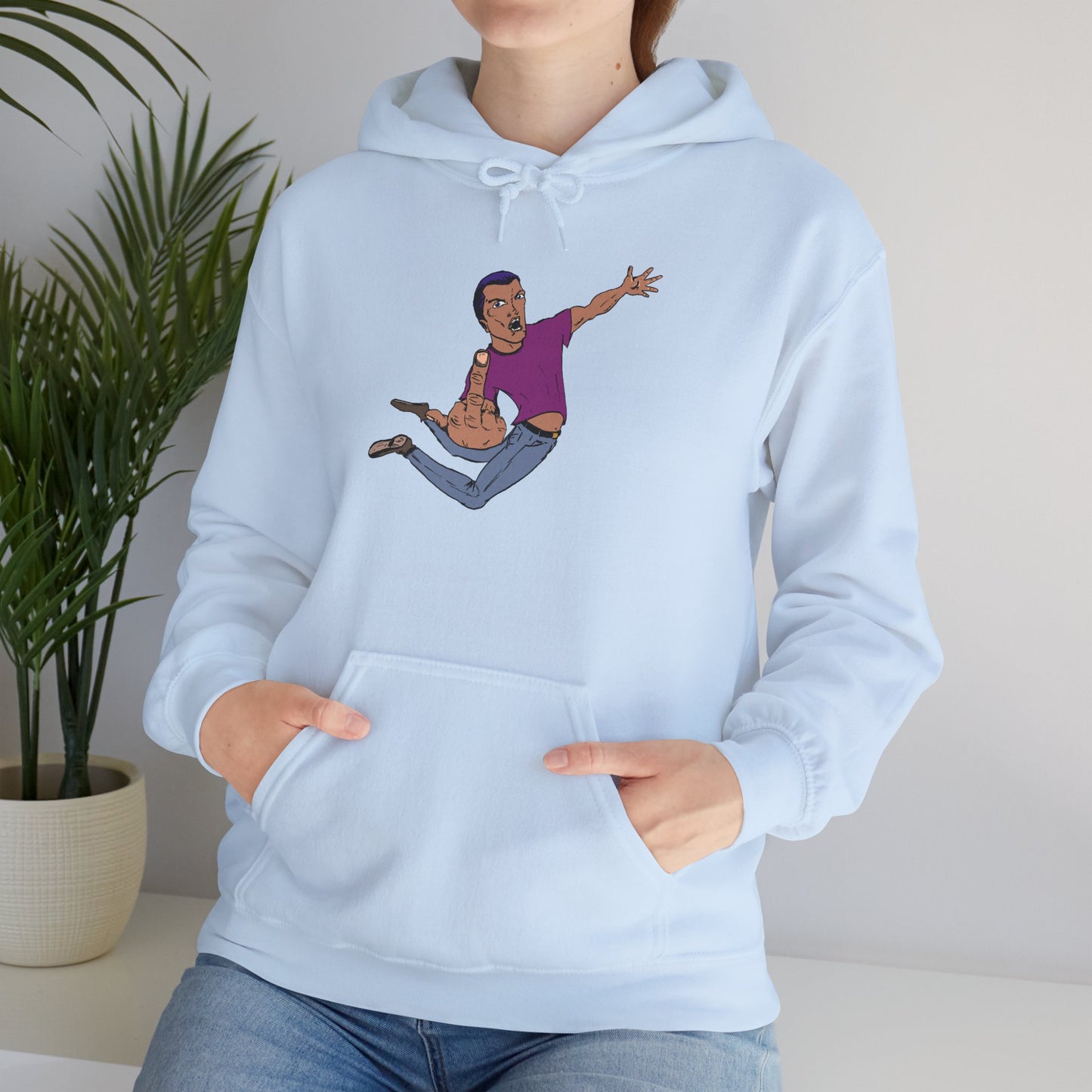 Funny Flying Eff Unisex Hooded Sweatshirt with Cartoon Design, Casual Hoodie, Gift for Friends, Birthday Gift, Loungewear