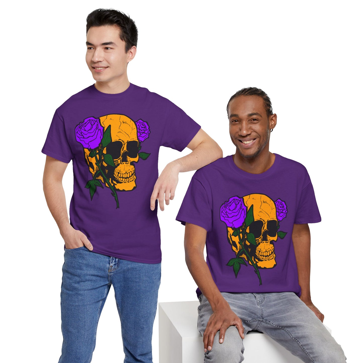 Skull and Roses Unisex Tee, Gothic Aesthetic Shirt, Vintage Graphic T-Shirt, Streetwear Essentials, Edgy Casual Wear
